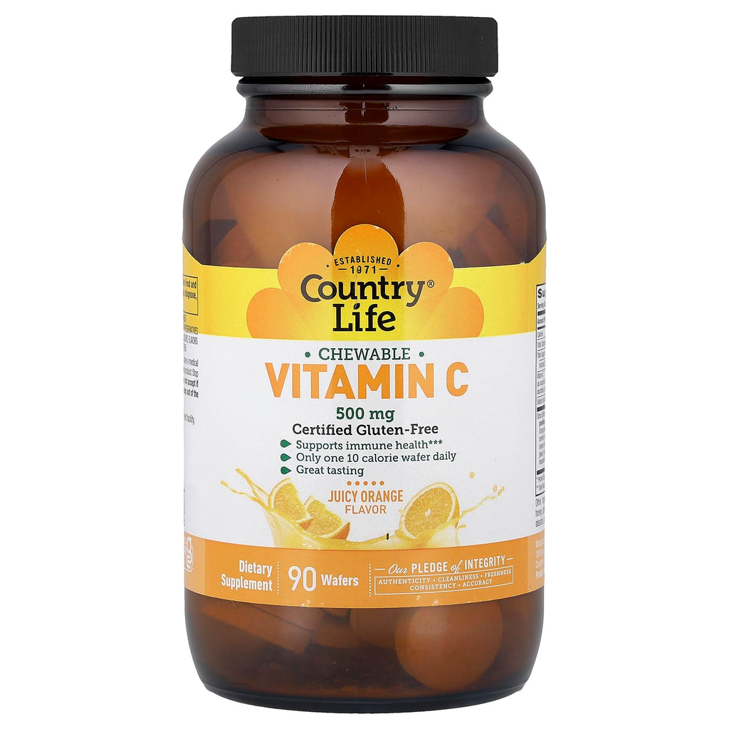Country Life Vitamin C Wafer 500mg-Orange Juice Flavor 90 Chewable