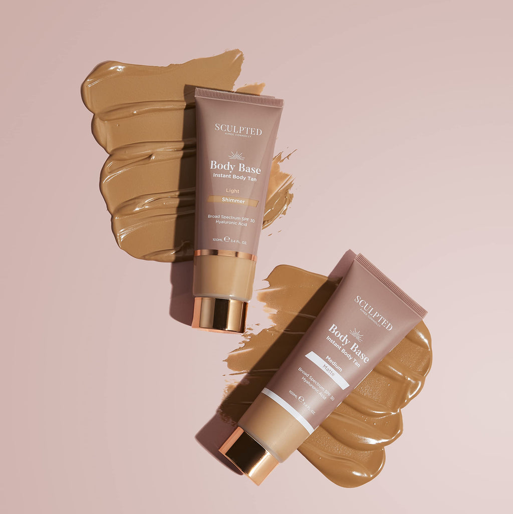 Body Base Instant Tan from Sculpted by Aimee Connolly 100ml - Water-Resistant, Hydrating, Luminous Lotion with SPF30 for an Instant Natural Tan (Medium Matte)