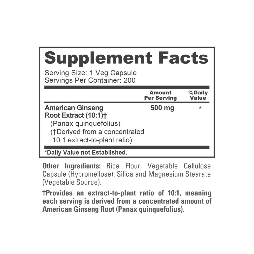 NusaPure American Ginseng Capsules, 500 mg, 200 Veg Capsules (Non-GMO, Vegan)