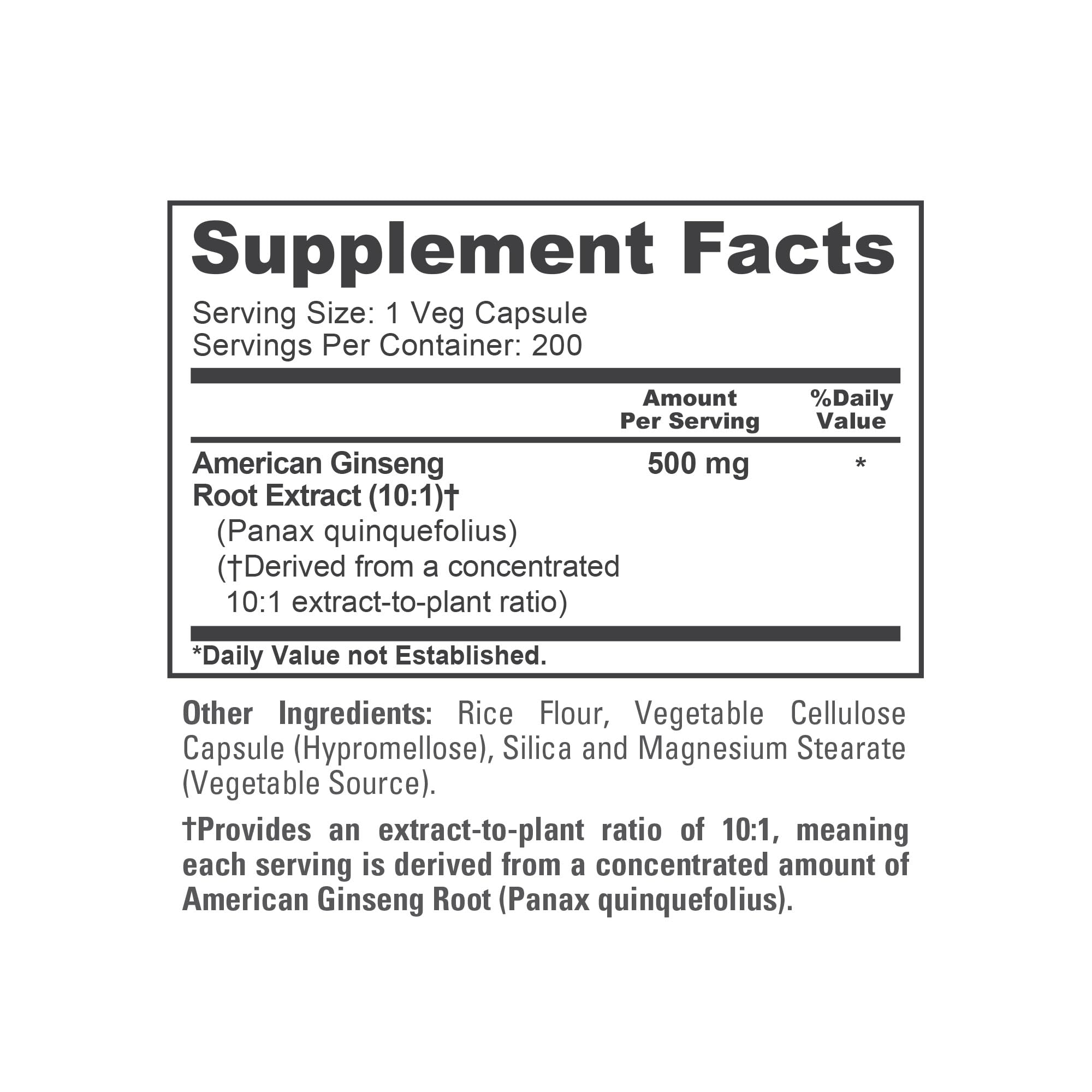 NusaPure American Ginseng Capsules, 500 mg, 200 Veg Capsules (Non-GMO, Vegan)