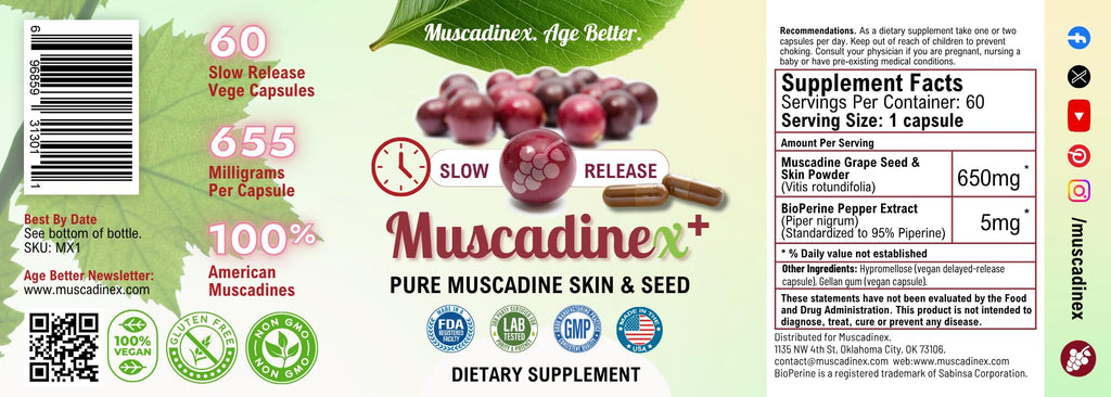 Whole Muscadine Supplement. Polyphenol-Rich. 2X Bioavailability.