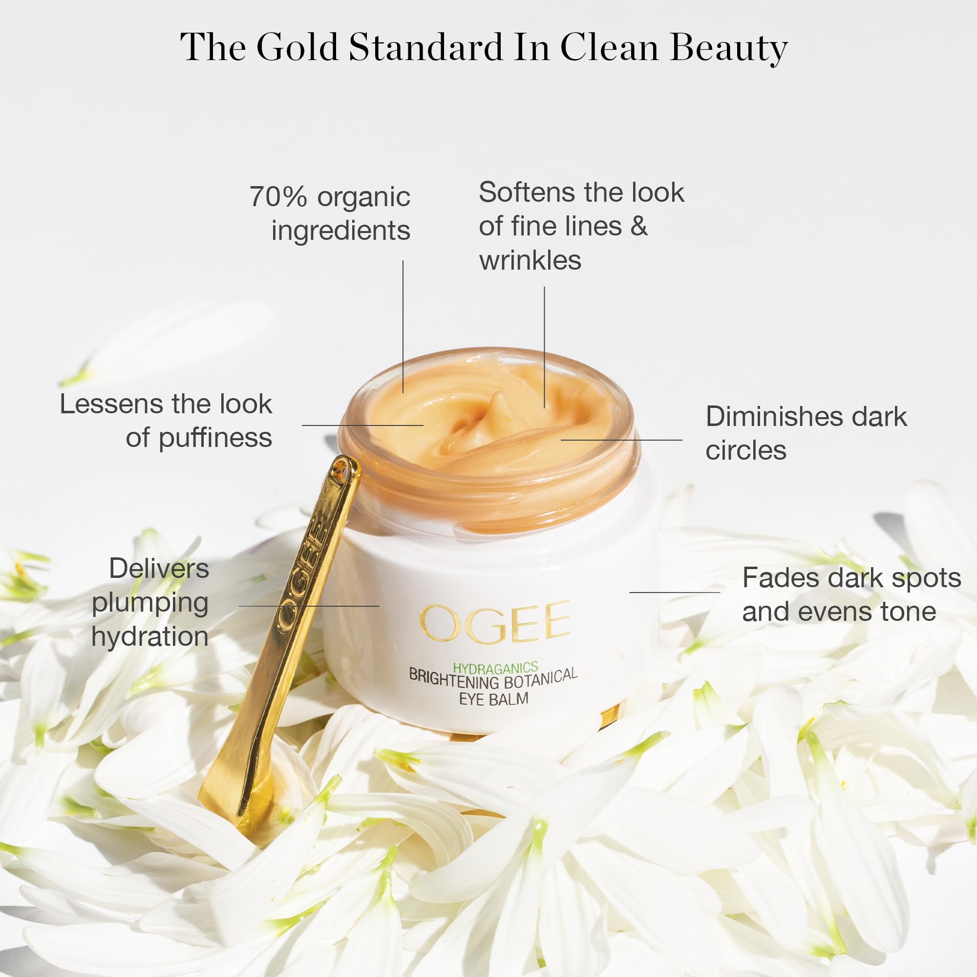 Ogee Botanical Eye Balm - Certified Organic Brightening Eye Cream for Dark Circles and Puffinesss - Made with Natural Retinol Alternative & Hyaluronic Acid