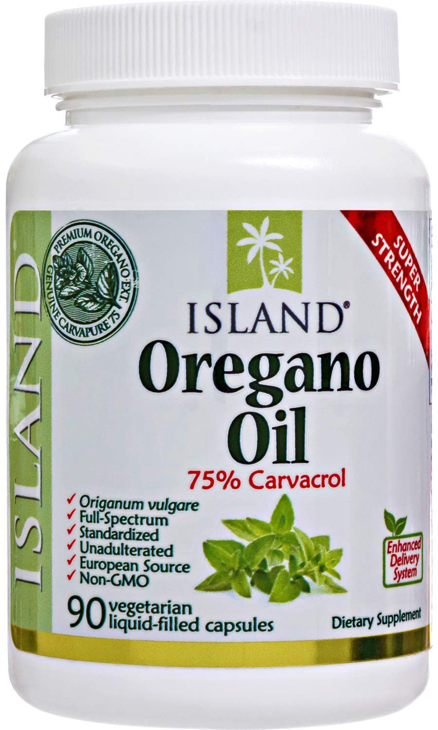 Island Nutrition, Oregano Oil Capsules, Organic Ingredients - Super-Strength, Grown in Spain, 90-ct Liquid-Filled - Organic Oil of Oregano Capsules with Enhanced Delivery