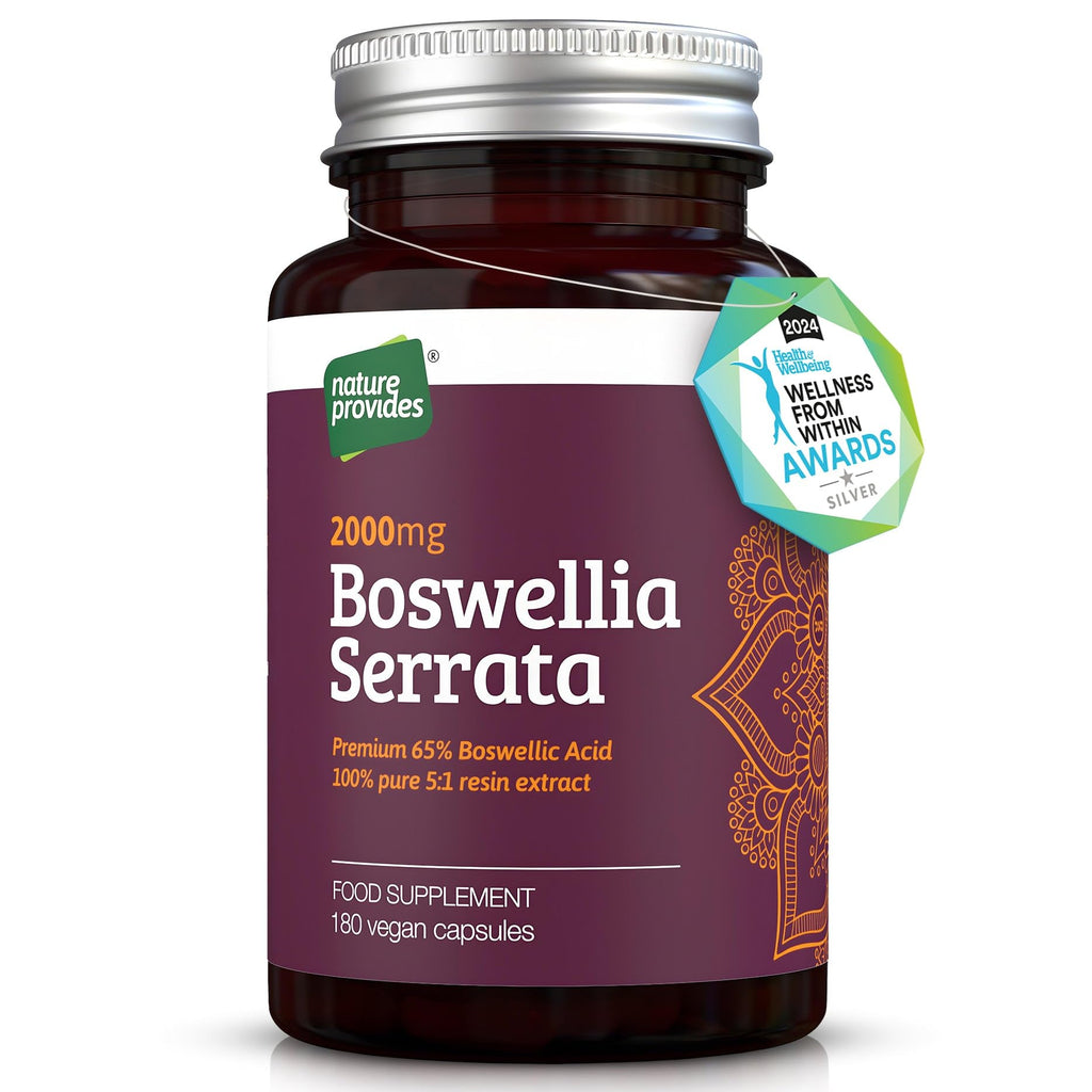 High Strength Boswellia Serrata Capsules 5:1 Extract 2500mg - 65% Standardised Boswellic Acid, Indian Frankincense, 240 Vegan Capsules - 4 Months Supply - Anti Inflammatory Joint Care - UK Made