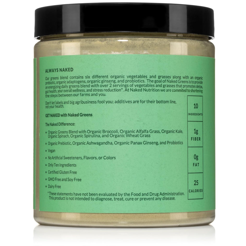 NAKED Super Greens Powder Organic Greens Supplement - Only 10 Premium Ingredients - Vegan, Non-GMO, Prebiotic and Probiotic - 35 Servings