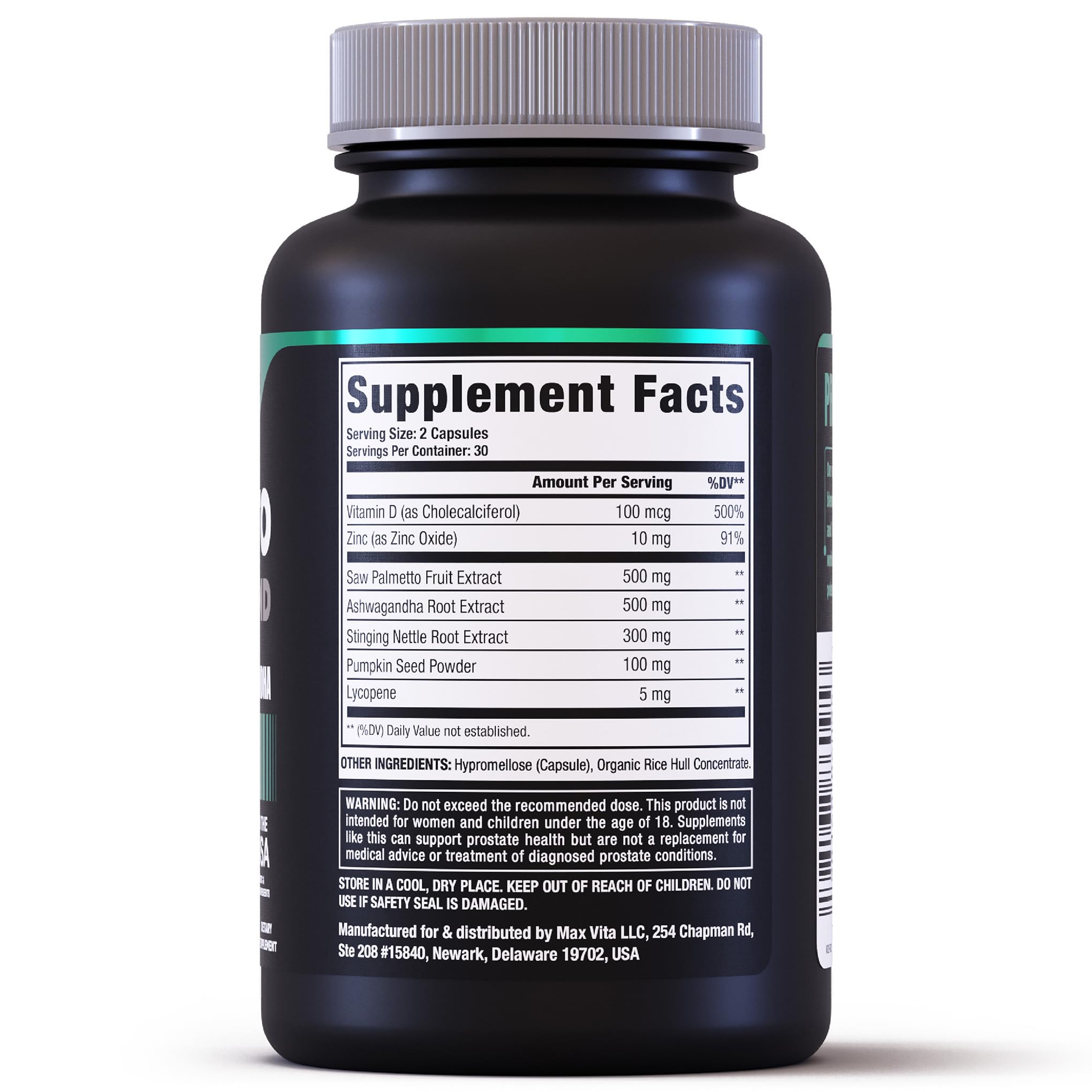 MaxVita Prostate Premium - Saw Palmetto for Men, Stinging Nettle, Ashwagandha, Lycopene, Bladder & Urinary Relief, Prostate Supplement for Men, 60ct