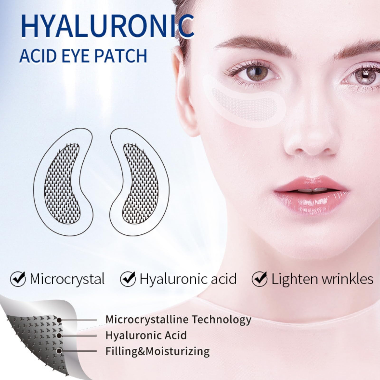 Pack of 6 Micro Needle Patches,Nano Microneedle Patch for Under Eye,Anti Wrinkle Eye Patches with Hyaluronic Acid & Glycerin, Eye Care Dissolving Microneedle Eyes Patches for Dark Circles & Puffy Eyes