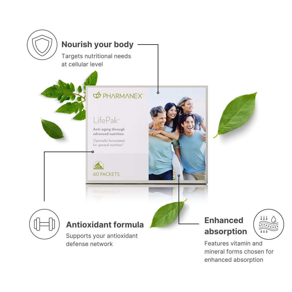 Pharmanex Nu Skin LifePak Advanced Nutritional Supplement for Adults | 60 Daily Packets | Aging, Digestive, and Gut Health Formula with Essential Vitamins, Minerals, and Phytonutrients