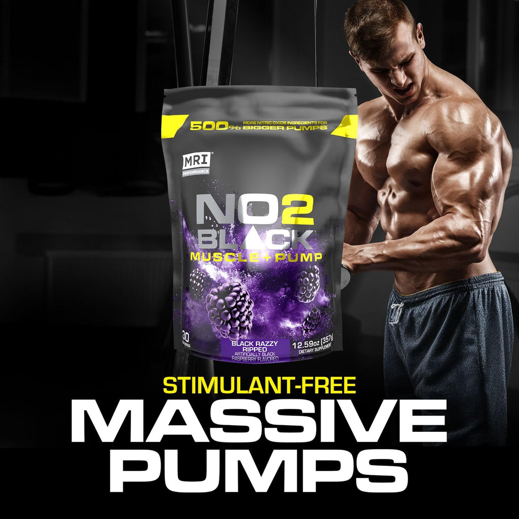 MRI NO2 Black Nitric Oxide, Pump & Muscle, Stim-Free (Black Razzy Ripped)