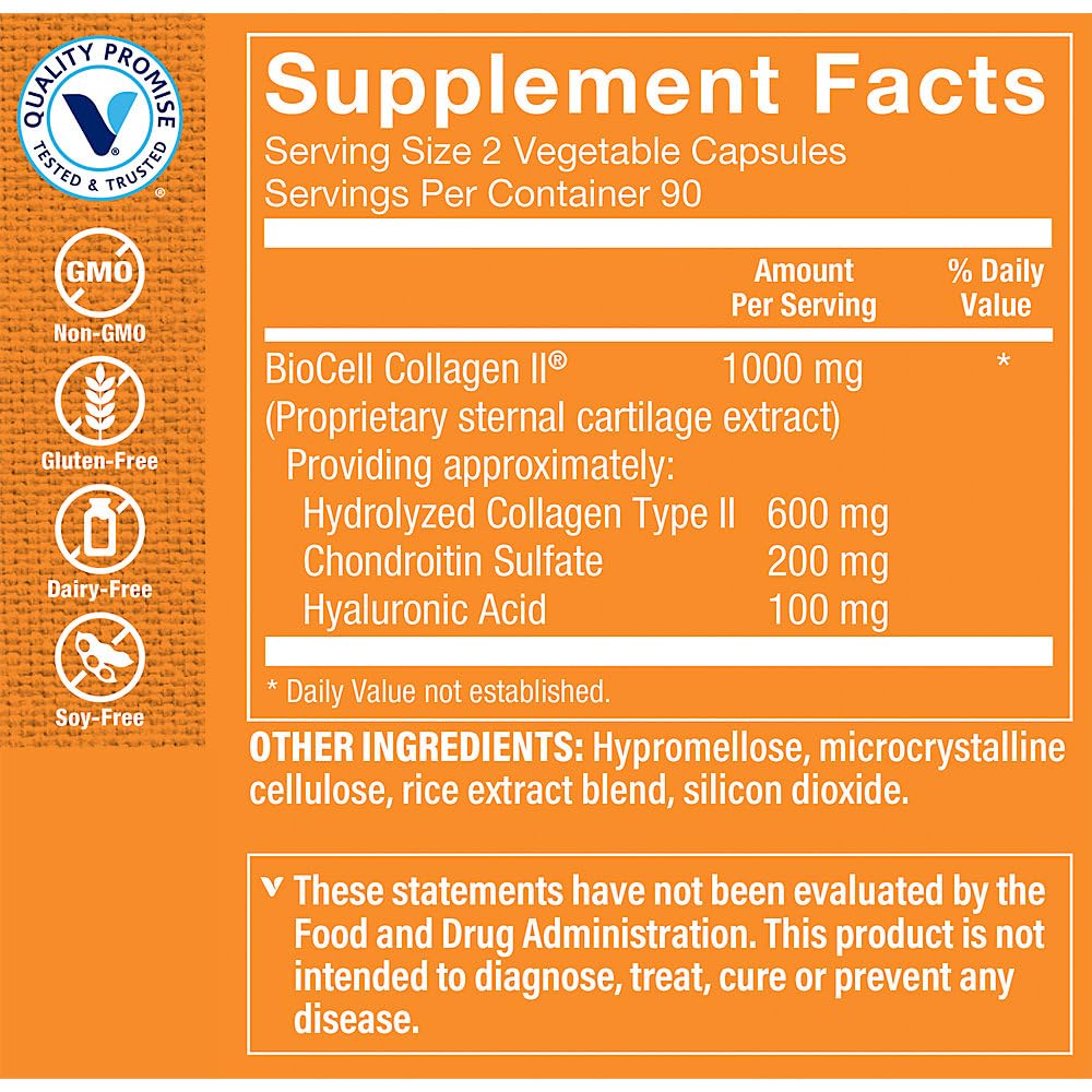 The Vitamin Shoppe Brand BioCell Collagen Capsules, 1000 mg, 180 Capsules