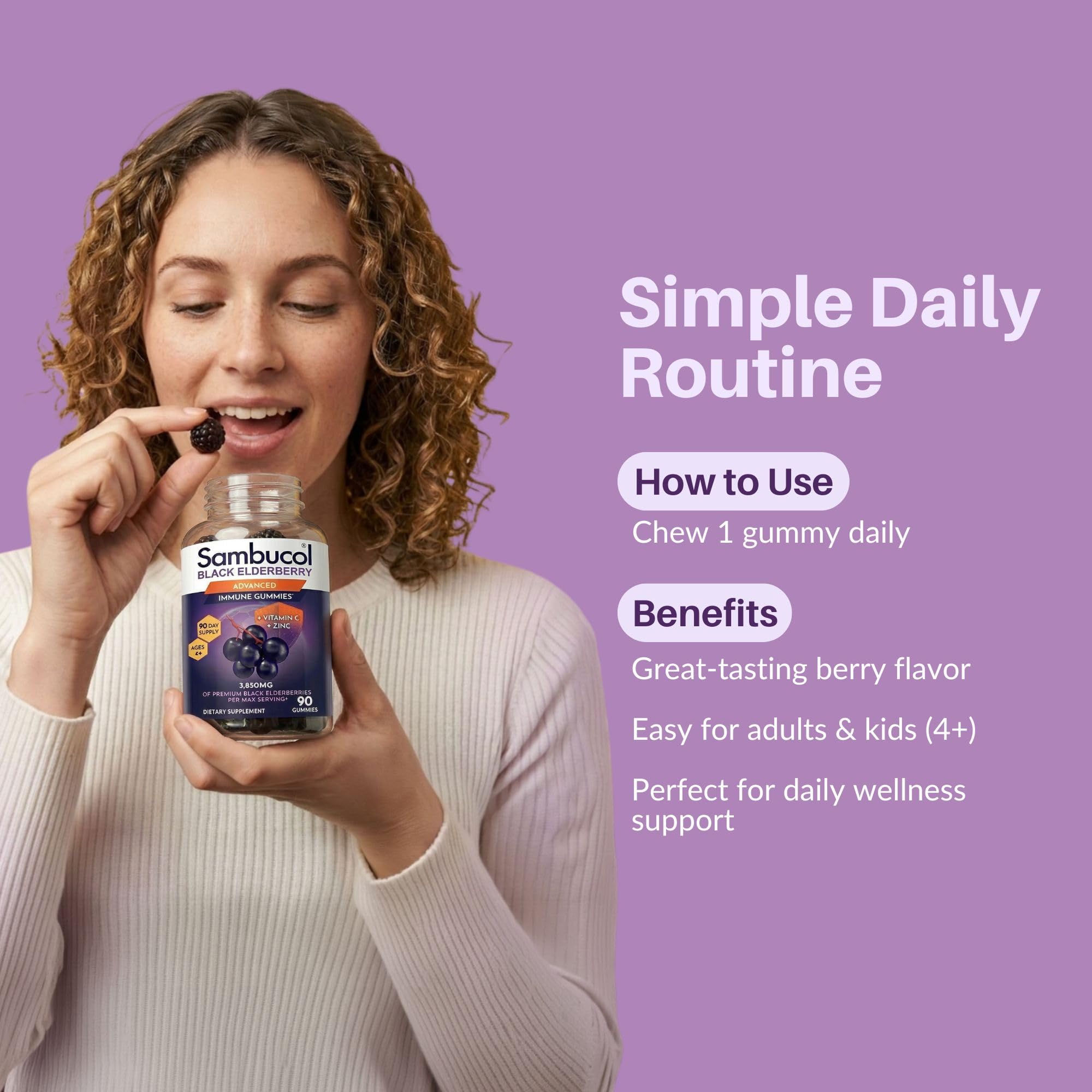 Sambucol Elderberry Gummies - Immune Support Supplement - 90 Count