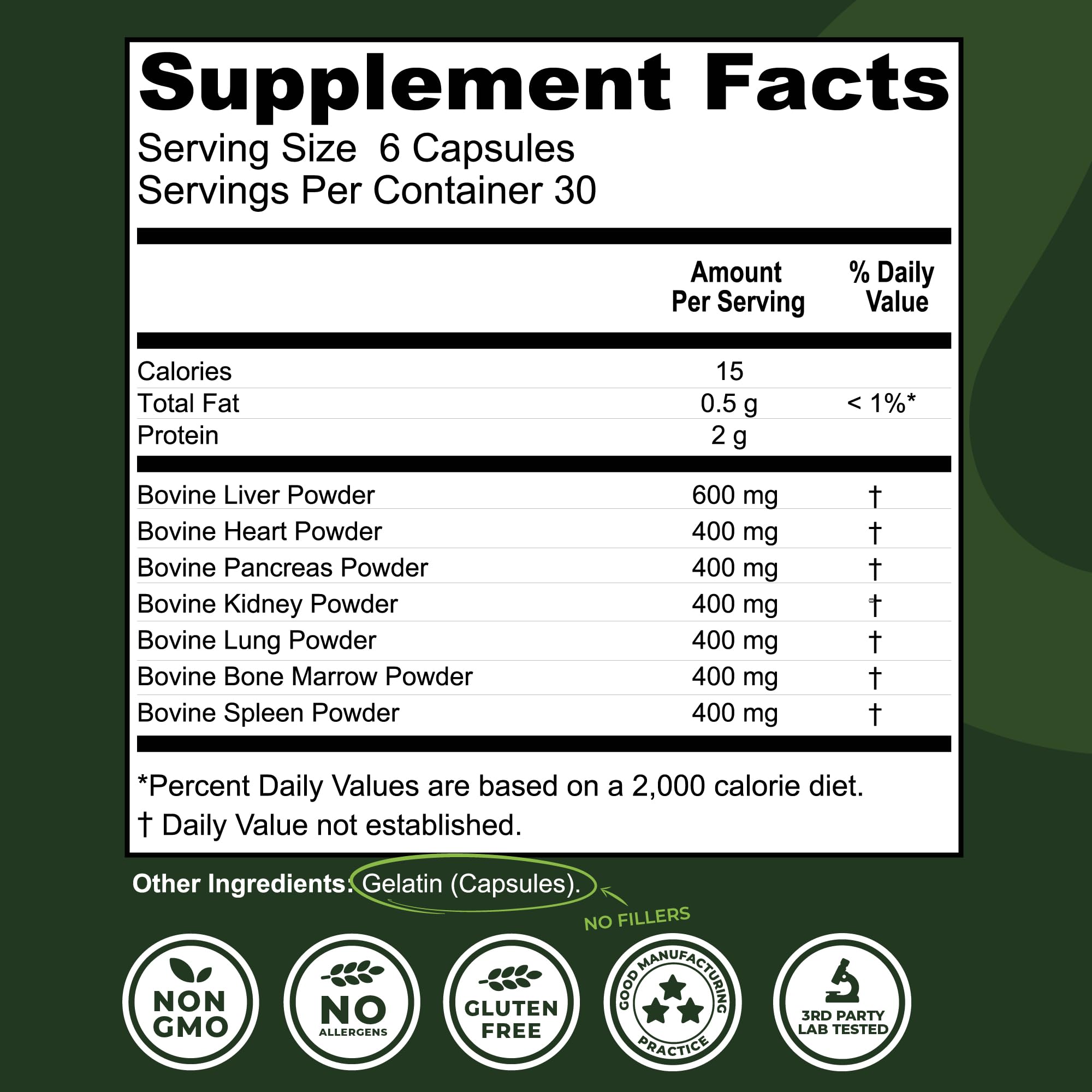 Beef Organ Supplement Grass Fed - 7 Beef Organs Complex from New Zealand - Liver Heart Pancreas Kidney Lung Spleen Bone Marrow - Non-GMO, No Fillers, Hormone & Antibiotic Free - Carnivore Diet - 180ct