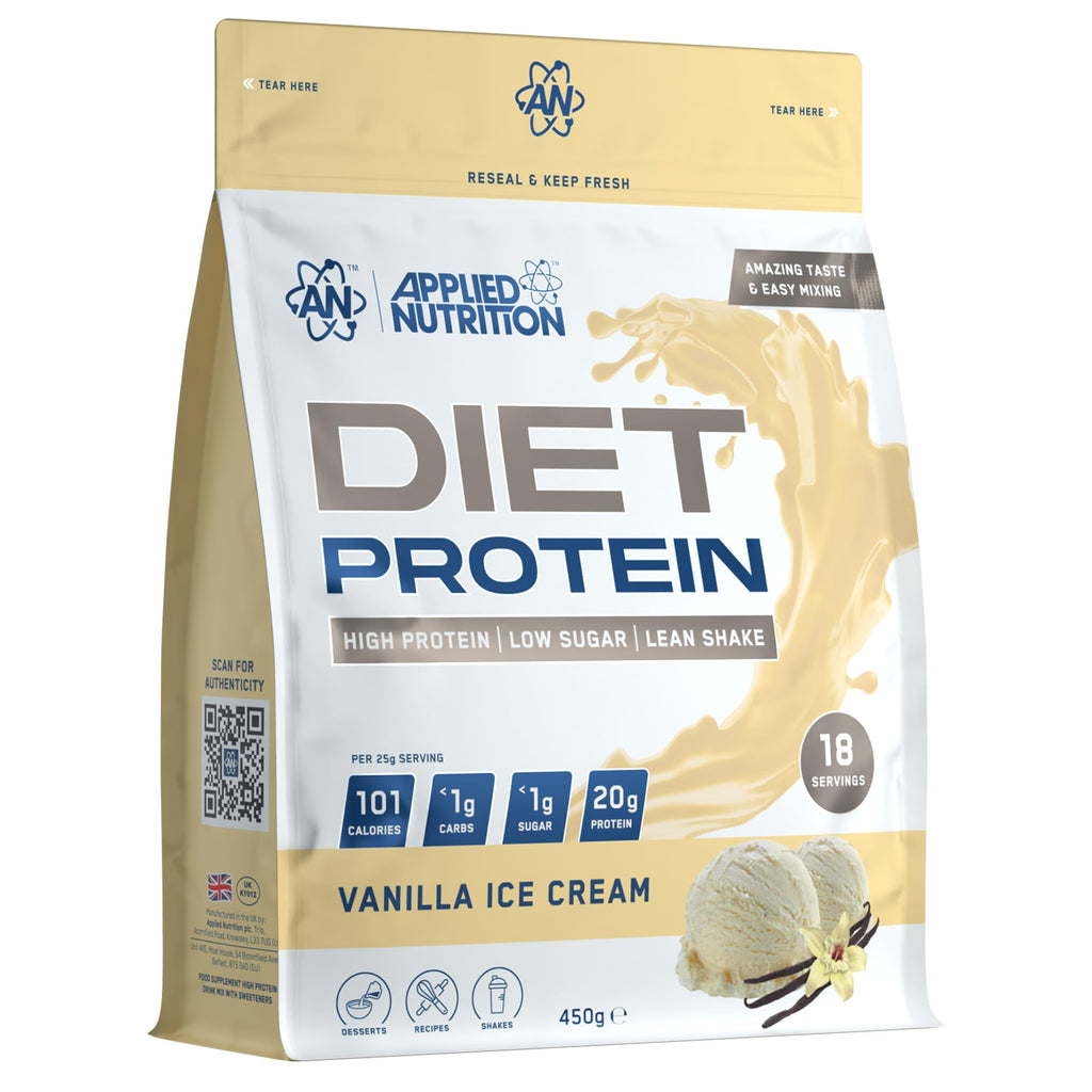 Applied Nutrition Diet Whey - High Protein Powder Supplement, Low Carb & Sugar, for Weight Management with CLA, L Carnitine, Green Tea (450g - 18 Servings) (Vanilla)