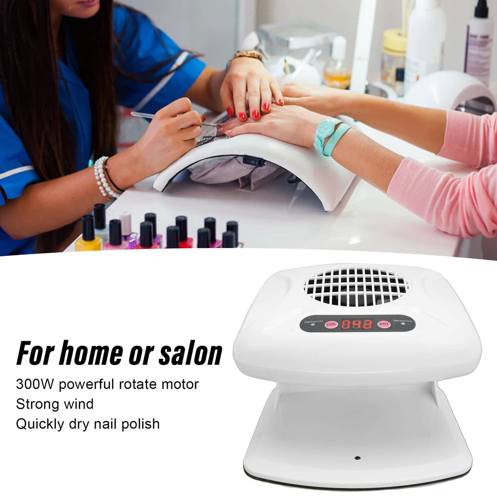Air Nail Dryer, 300W Timing Air Nail Fan Blow Dryer, Regular Nail Polish Drying Fan with Hot and Cool Wind, Professional Nail Art Drying Fan for Manicure Salon and Daily Home Use