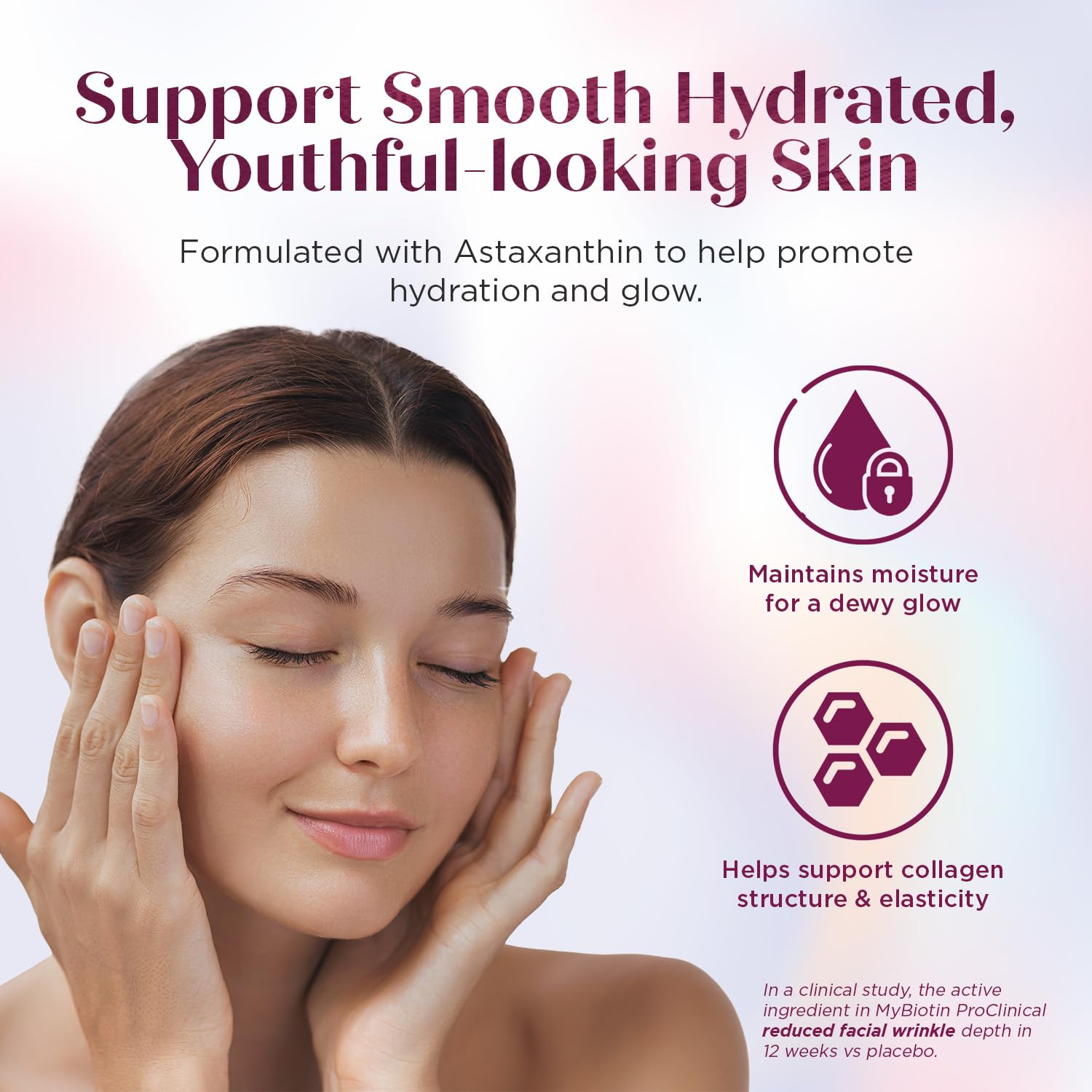 Purity Products - MyBiotin ProClinical - Thicker Hair in 3 Weeks & Fights Wrinkles - MB40X Patented Biotin Vitamin B7 Matrix w/Astaxanthin - 40X More Soluble vs Ordinary Biotin, 30 Veg Capsules