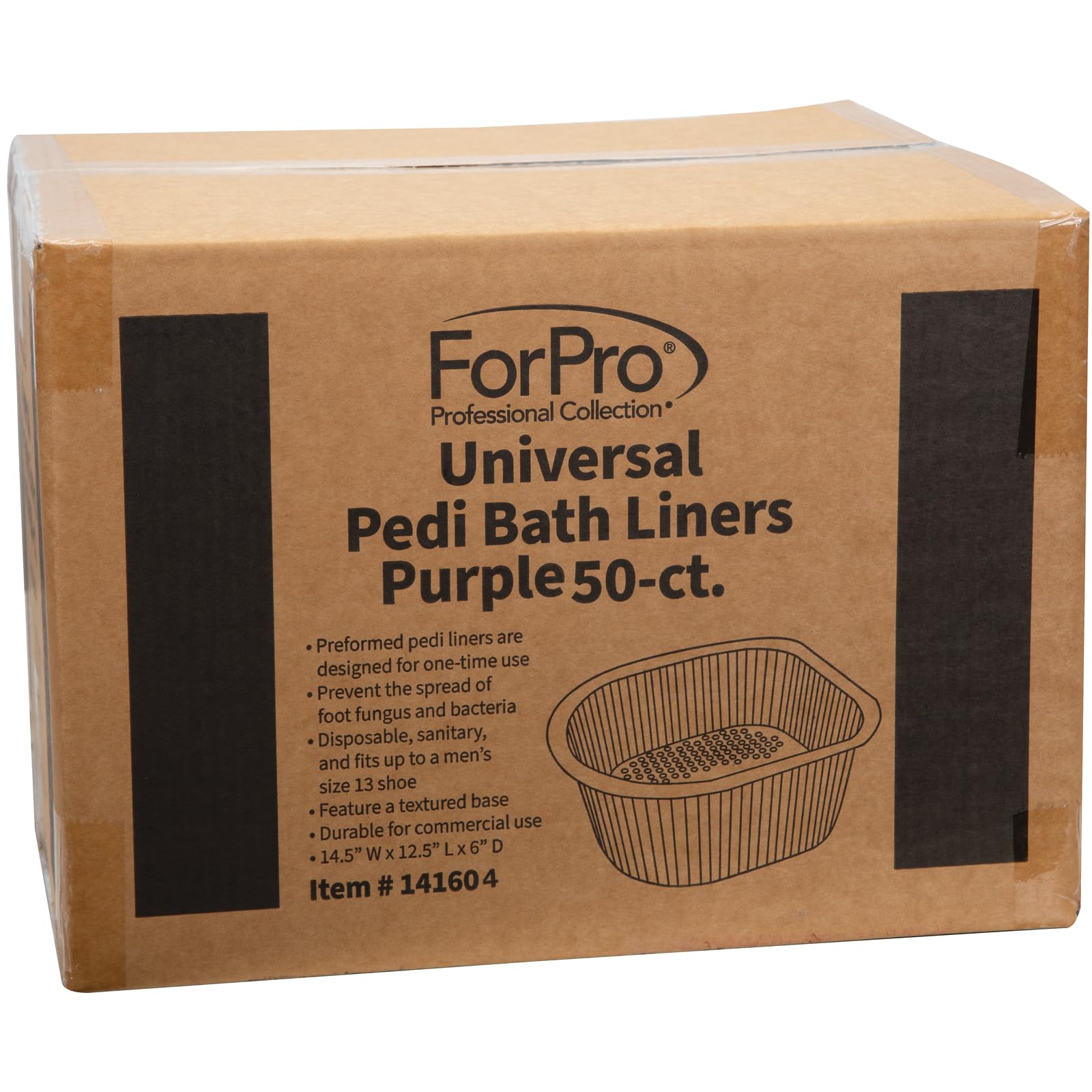 ForPro Universal Pedi Bath Liners - 50% THICKER - Fit Footsie Bath Plus Foot Bath, Disposable Pedicure Foot Tub Liners for Foot Spa Basins & Foot Bath Soaks, Purple, 50-Count