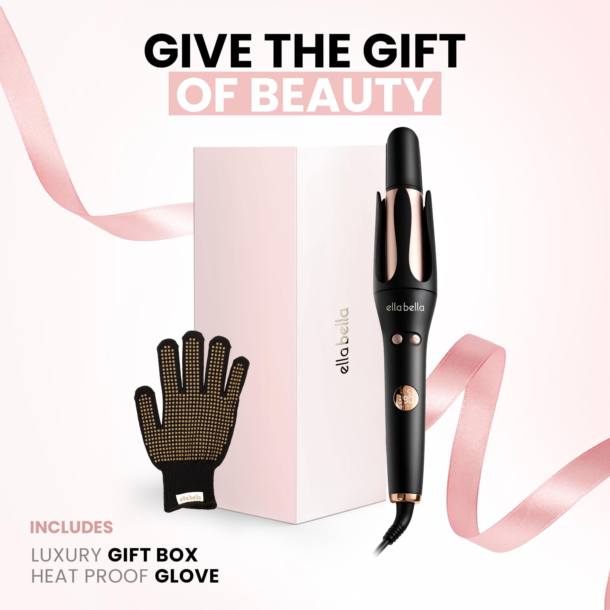 ELLA BELLA® Automatic Rotating Curling Iron • Auto Hair Curlers • Easy to Use • Digital Display to Accurately Control Temperature • Transform Your Look in Seconds • Ideal for Longer Hair