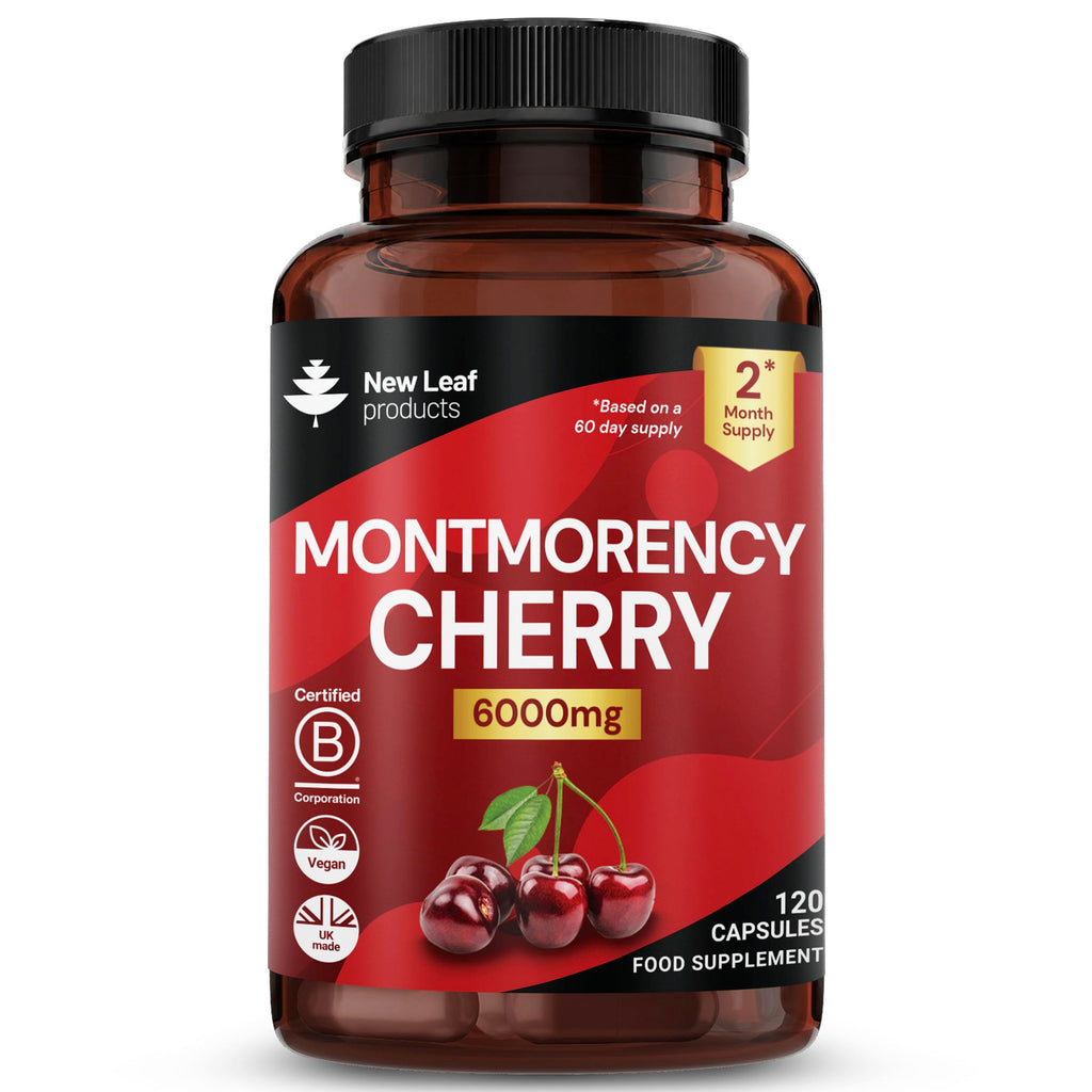 Montmorency Cherry 6000mg - 120 Capsules High Strength Concentrate - Natural Tart Cherry Vegan Supplements (not Tablets or Powder) - Non-GMO, 2 Months Supply - (2 per Serving) Made in the UK