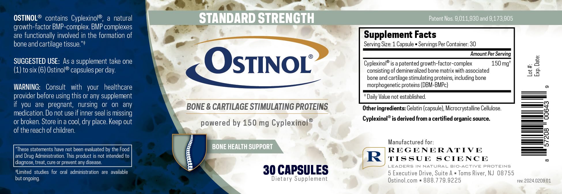 Ostinol® Standard 150mg - Bone & Joint Supplement for Mild Bone and Mild Joint Support – 30 Capsules