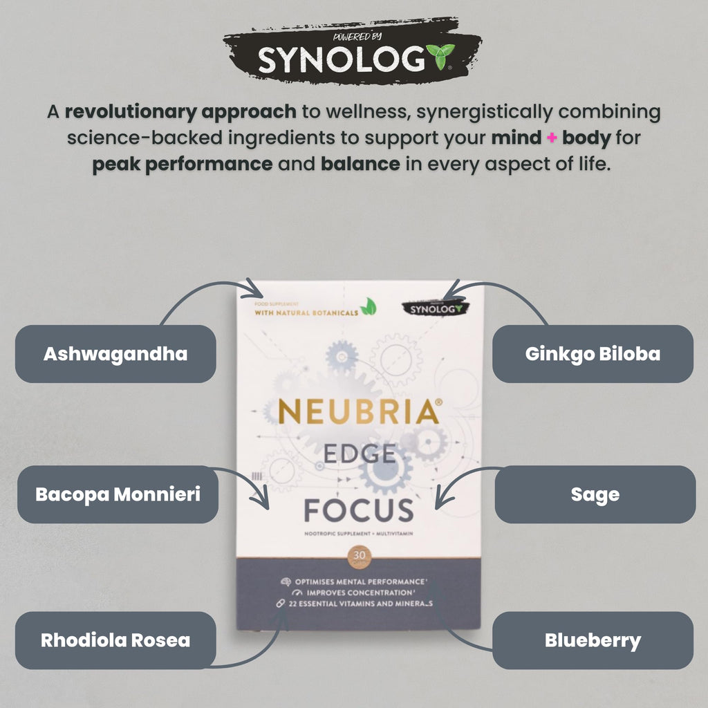 NEUBRIA Edge Focus Supplement – Multivitamin + Nootropics Brain Support with Bacopa Monnieri, Ashwagandha, Rhodiola, Ginkgo Biloba, Sage, Blueberry & Rosemary – Potent Cognitive Formula – 30 Capsules