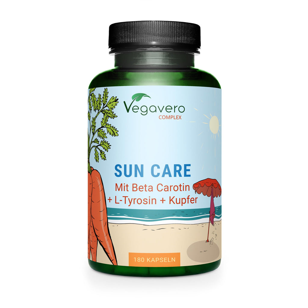 Vegavero Tanning Capsules | Beta Carotene, Vitamin E, L-Tyrosine, Copper, Zinc & Olive Leaf Extract | Flavonoids | Lycopene | Skin Protection Support | NO Additives, Lab-Tested | Vegan