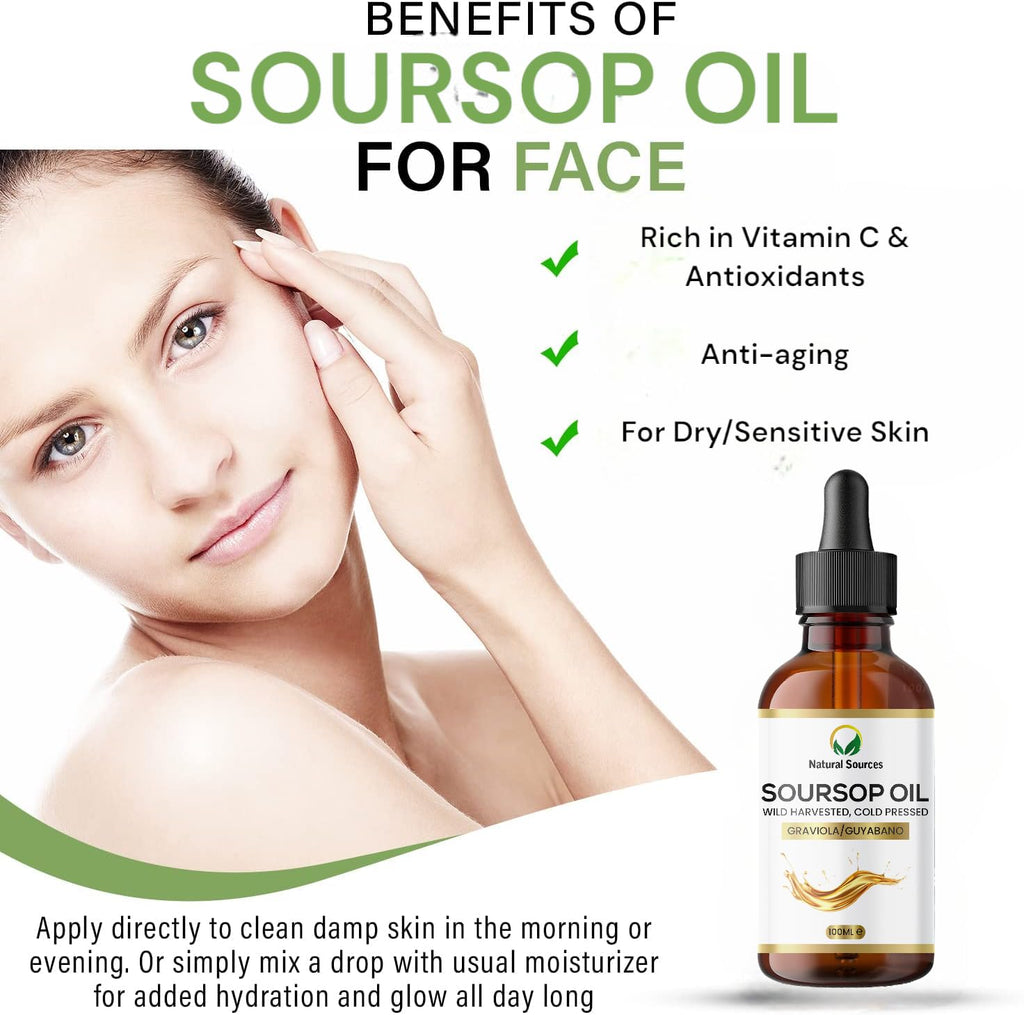 Premium Natural Soursop Oil - Huge 100ml - Cold Pressed/Unrefined -UK poduced & Ethically sourced from South America - No added ingredients or dilutions. UK Certified & Vegan