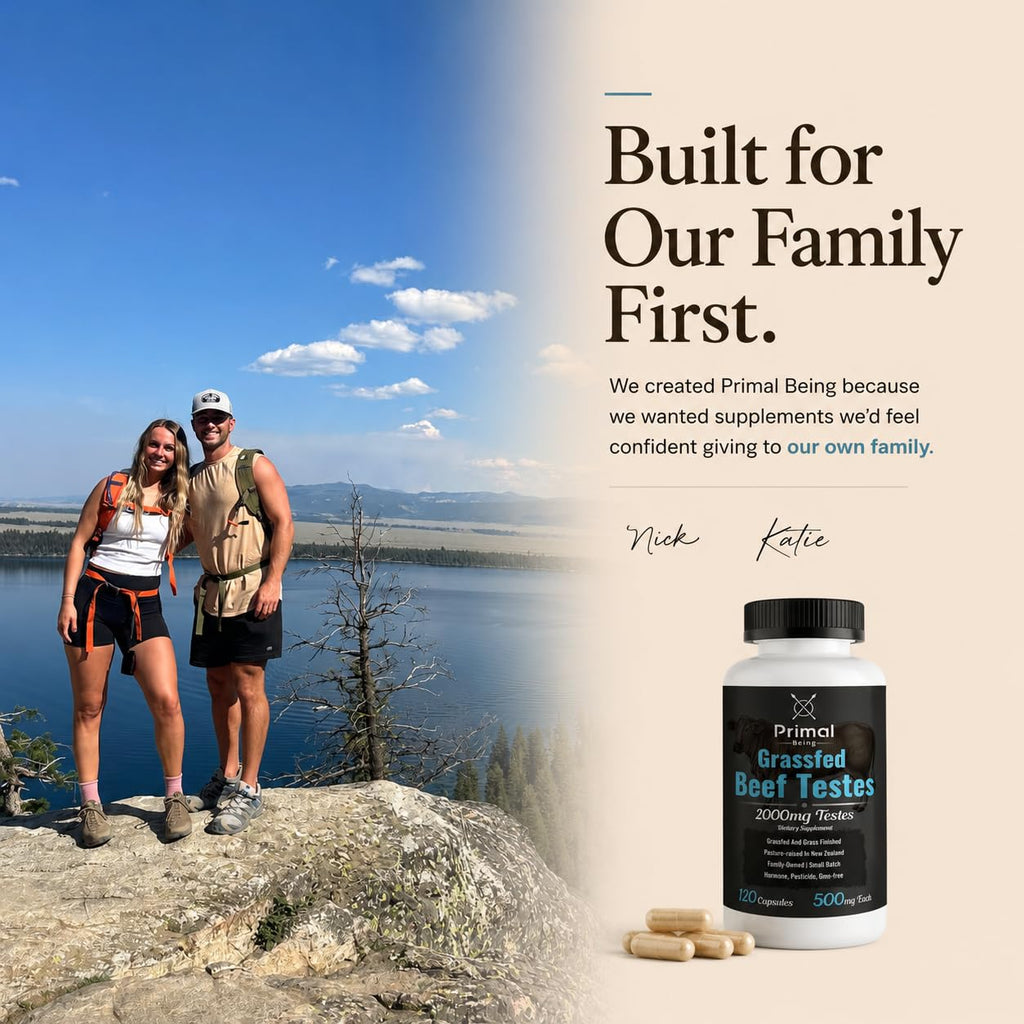 Primal Being Grassfed Beef Testes Capsules – Nutrient-Dense Beef Organ Supplement for Men, New Zealand Sourced, 120 Capsules