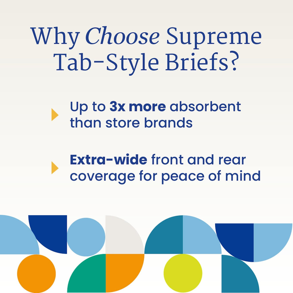 NorthShore Supreme Tab-Style Briefs for Men and Women (White, X-Large, 15 Count)