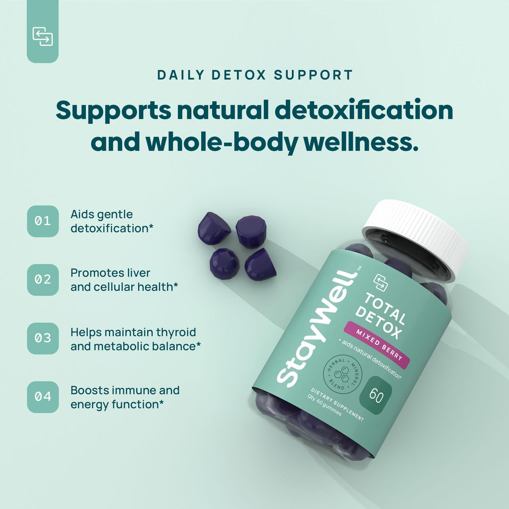 Total Detox, Zeolite Heavy Metal Detox for Adults- Zeolite, Chlorella, Milk Thistle, Shilajit & Iodine, Toxin Cleanser, Pineal Decalcification, Fluoride Cleanse, 60 Mixed Berry Gummies