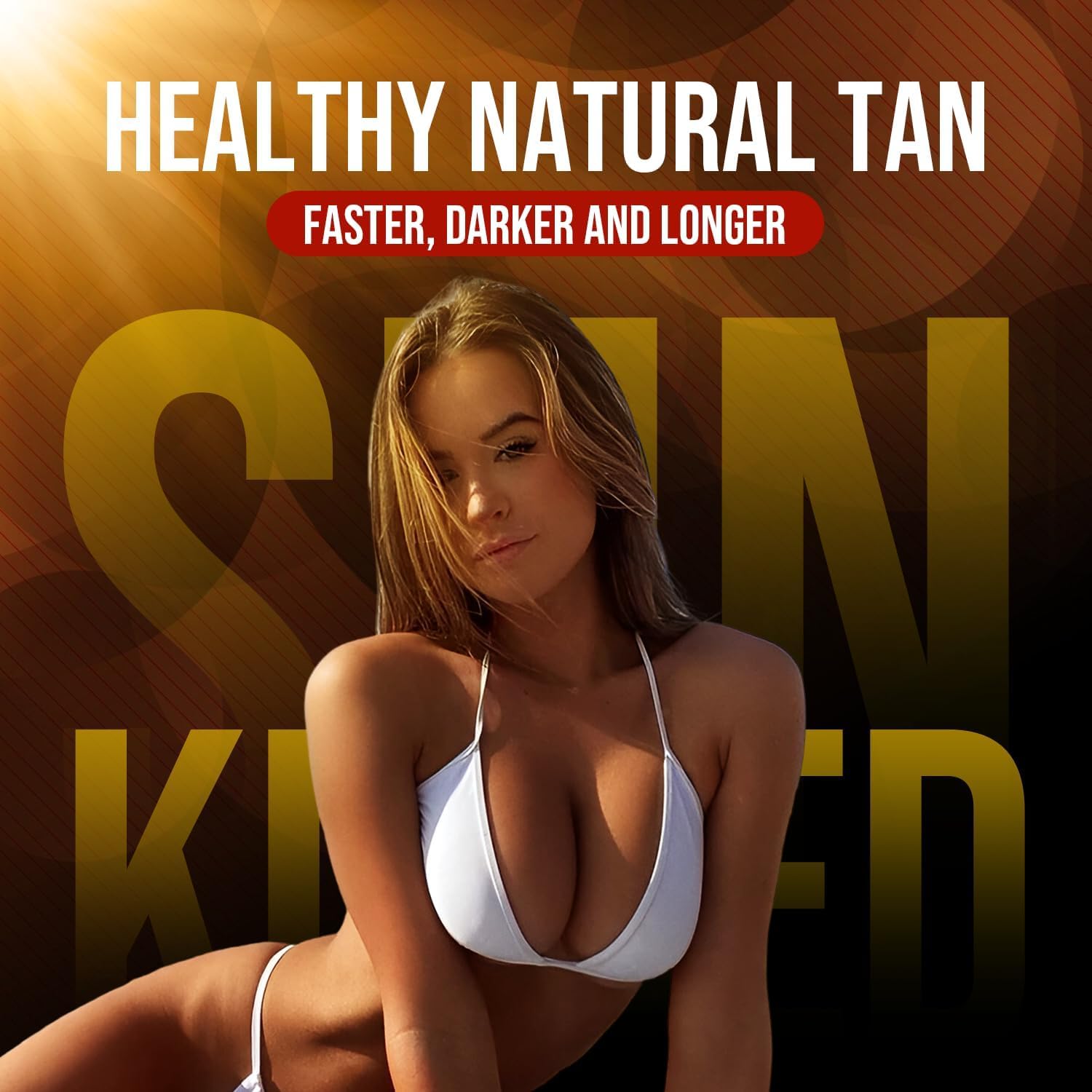 Golden Bronze Tanning Pills Supplement x 60 Capsules, Sunless & Safe Tan Melanin Accelerator Capsules, Tanning Pills for Healthy Natural Tan - Made in UK