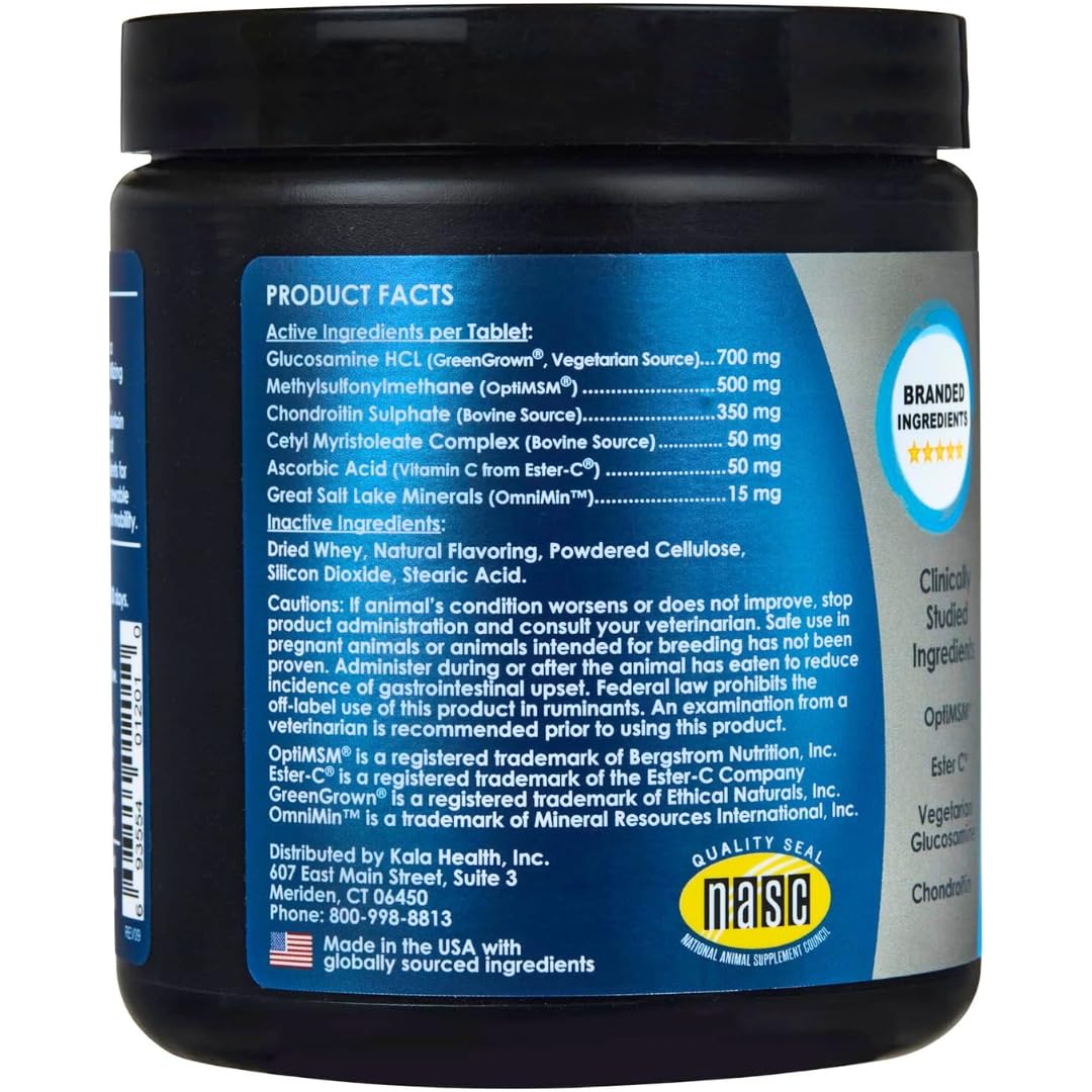 KALA HEALTH PeakTails Hip & Joint Plus for Dogs – 90 Tablets, Glucosamine, Chondroitin, OptiMSM & Ester-C – Supports Joint Mobility & Comfort