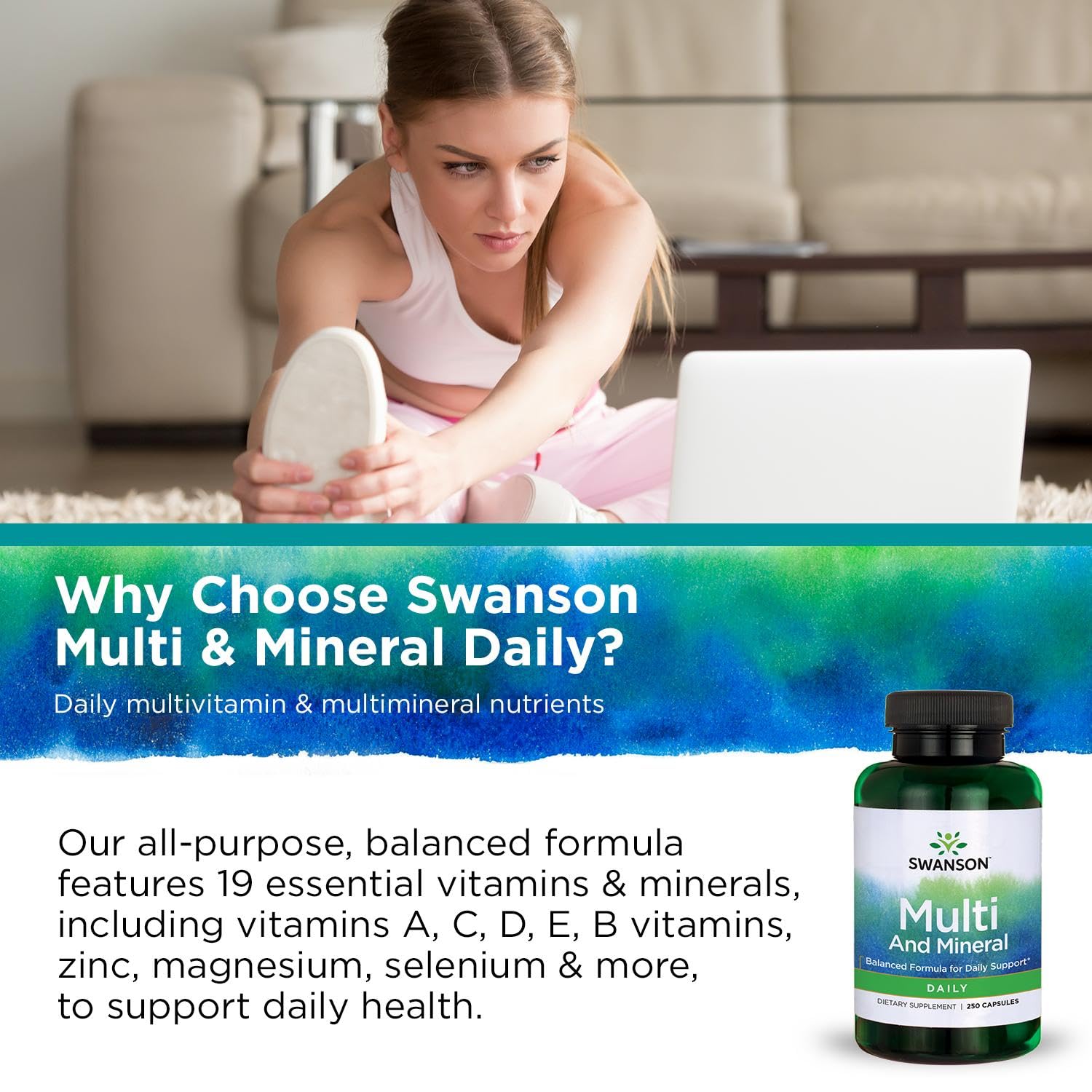 Swanson Multi and Mineral Daily Men's Women's Multivitamin Multimineral Health Supplement 250 Capsules (Caps)