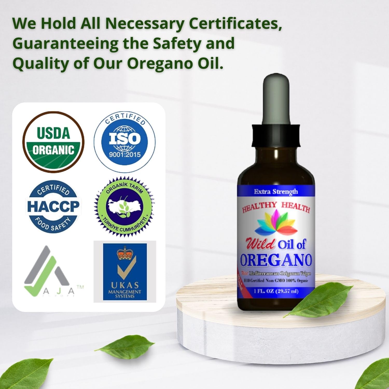 Healthy Health Oregano Oil - Wild Mediterranean - ECO Certified Organic Extra Strength 83% Carvacrol, Liquid, Immune Support, Vegan, Aceite de Oregano, Non GMO 1 fl. OZ