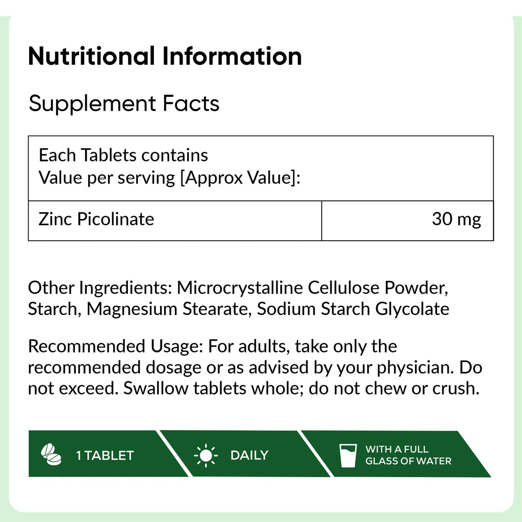 Ambrosial Zinc Picolinate Supplement 30 mg – High Strength Zinc Tablets for Women & Men – Non-GMO, GMP Certified, 120 Tablets (4 Months Supply)