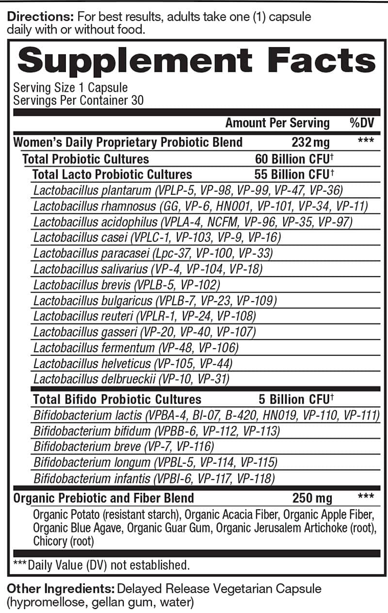 Vital Pro Naturals - Women's Daily Probiotic Plus Prebiotics 30 Capsules