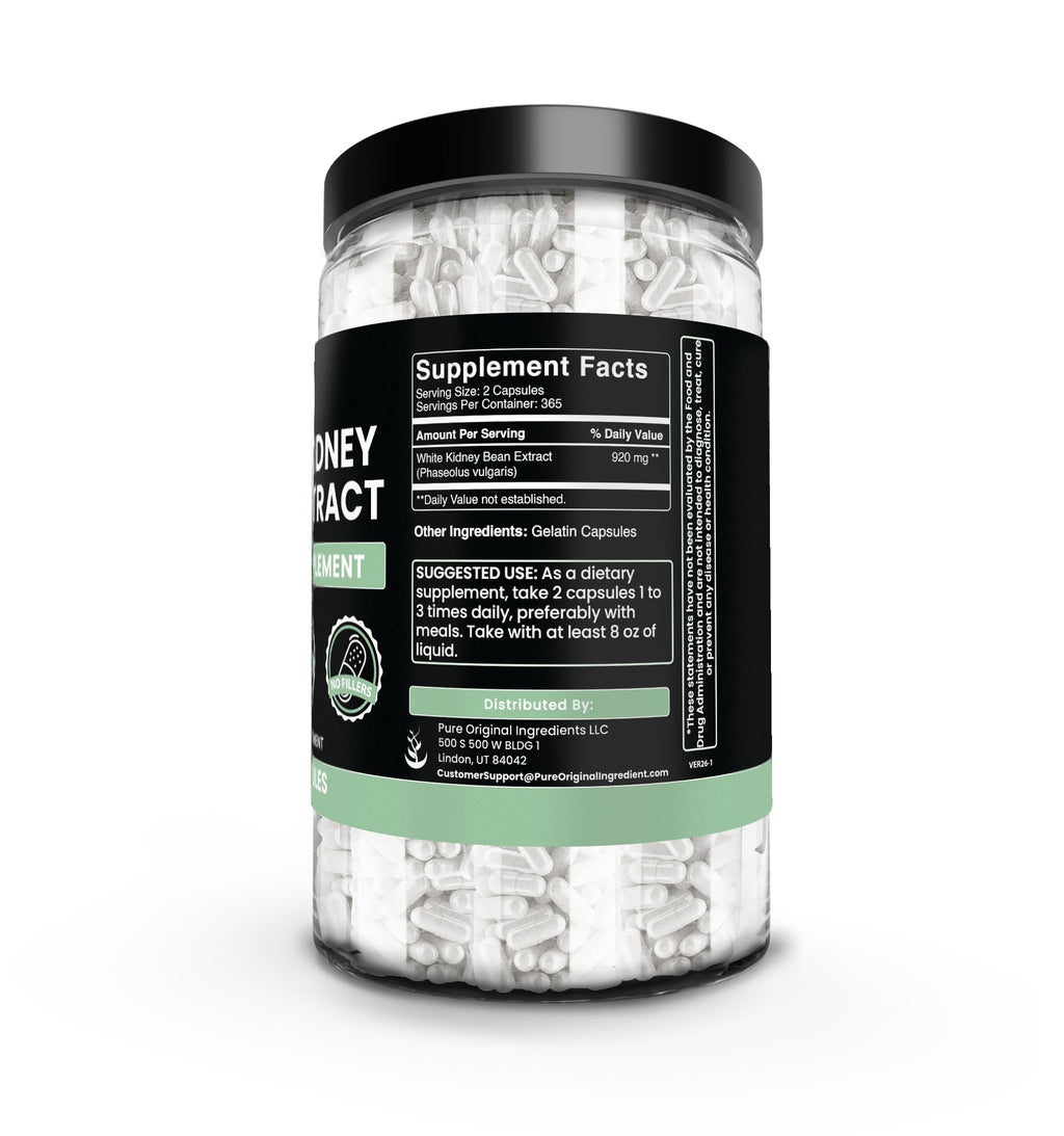 PURE ORIGINAL INGREDIENTS White Kidney Bean Extract (730 Capsules) No Magnesium Or Rice Fillers, Always Pure, Lab Verified
