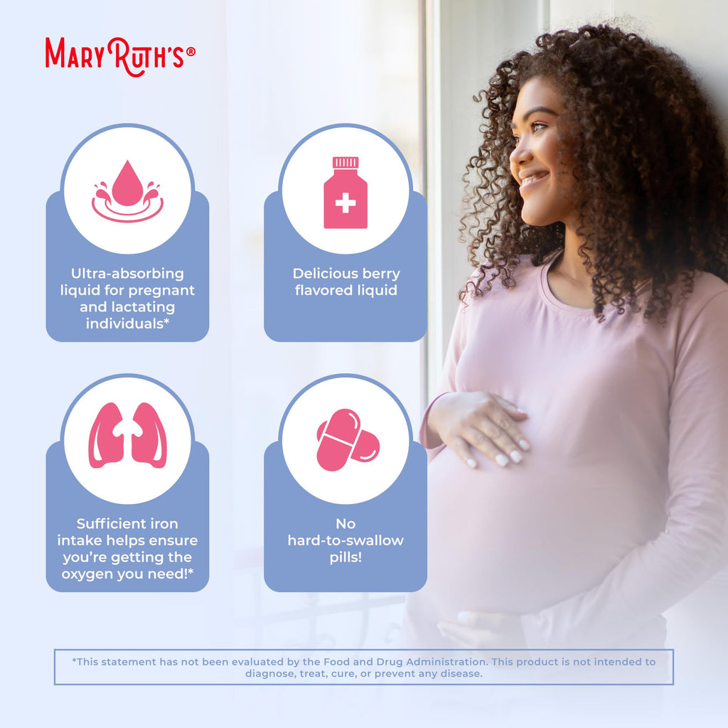 MaryRuth’s Prenatal Postnatal Iron Liquid | Iron Supplement for Prenatal & Postnatal | Bioavailable Ferrochel | Red Blood Cell Production | Sugar Free | Vegan | Non-GMO | Gluten Free | 15.22 Fl Oz