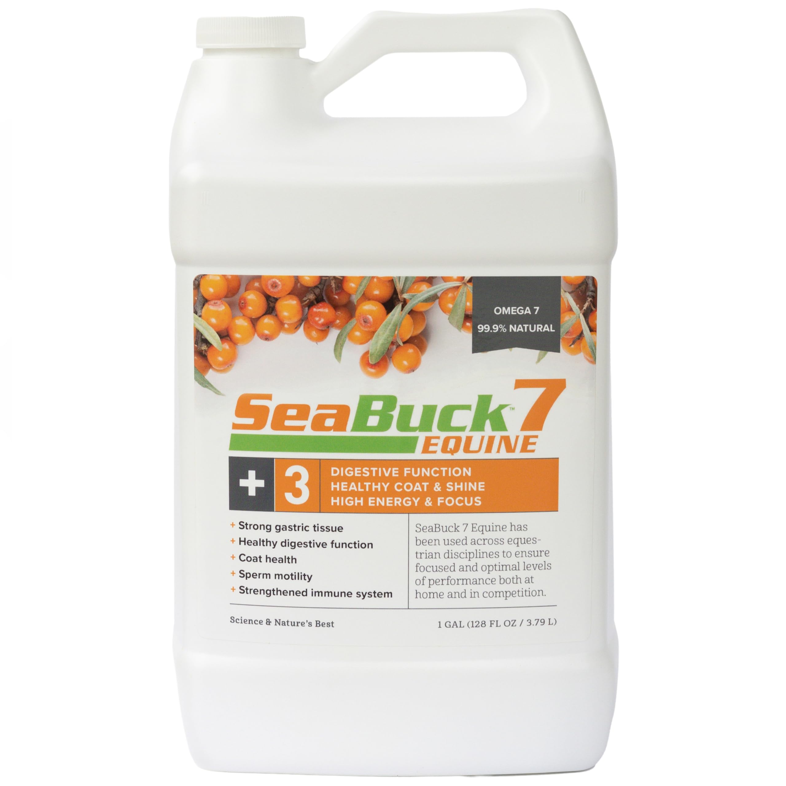 SeaBuck 7 Equine Sea Buckthorn Supplement for Horses, 1 Gallon
