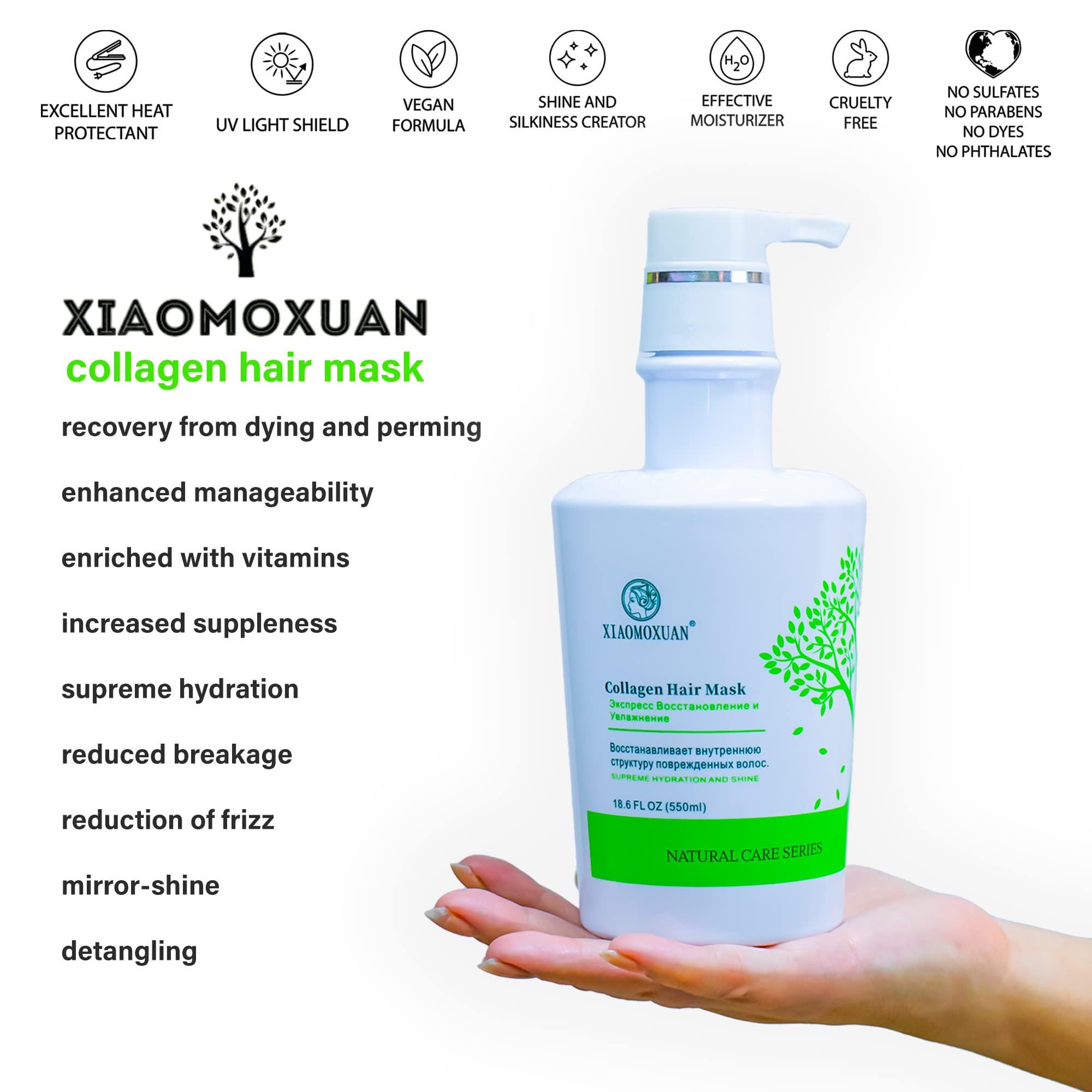 Xiaomoxuan Organic Tea Tree Paraben and Sulfate-Free Shampoo and Conditioner Set - Natural Beauty and Personal Care Products Set - SLS-Free Shampoo and Conditioner Spray Detangler Spa Kit