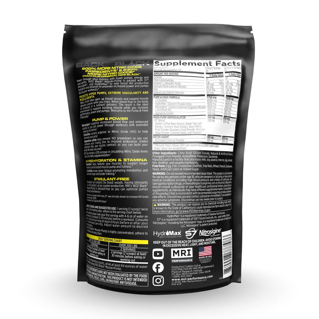 MRI NO2 Black Nitric Oxide, Pump & Muscle, Stim-Free (Black Razzy Ripped)