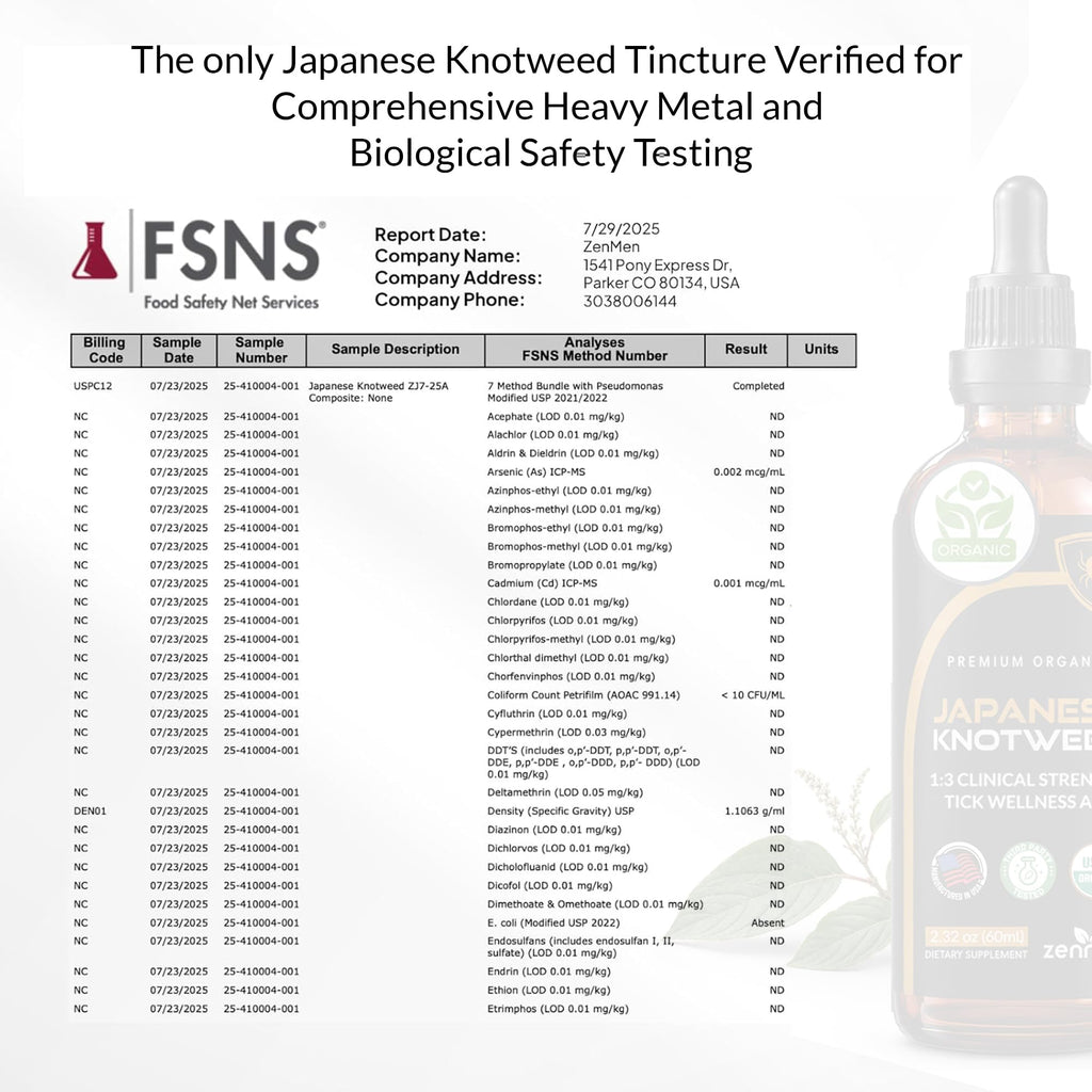 Zenmen Japanese Knotweed Premium Resveratrol USDA 3rd Party Tested Tincture 60ml/2.32 Oz - 1:3 Clinical Strength Ratio - Tick Wellness Aid and Immune Support Supplement - Made in The USA