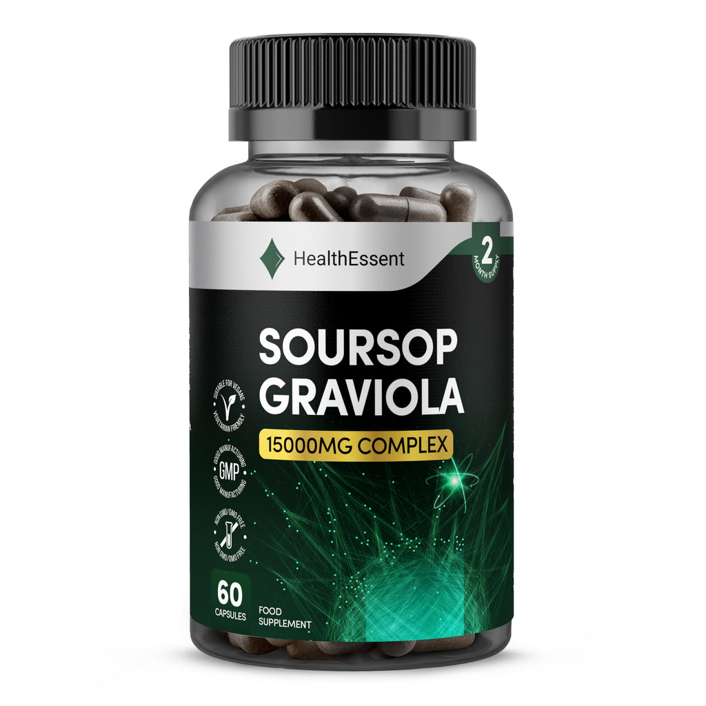 HealthEssent Soursop Graviola Fruit Extract 15000mg 60 Vegan Capsules
