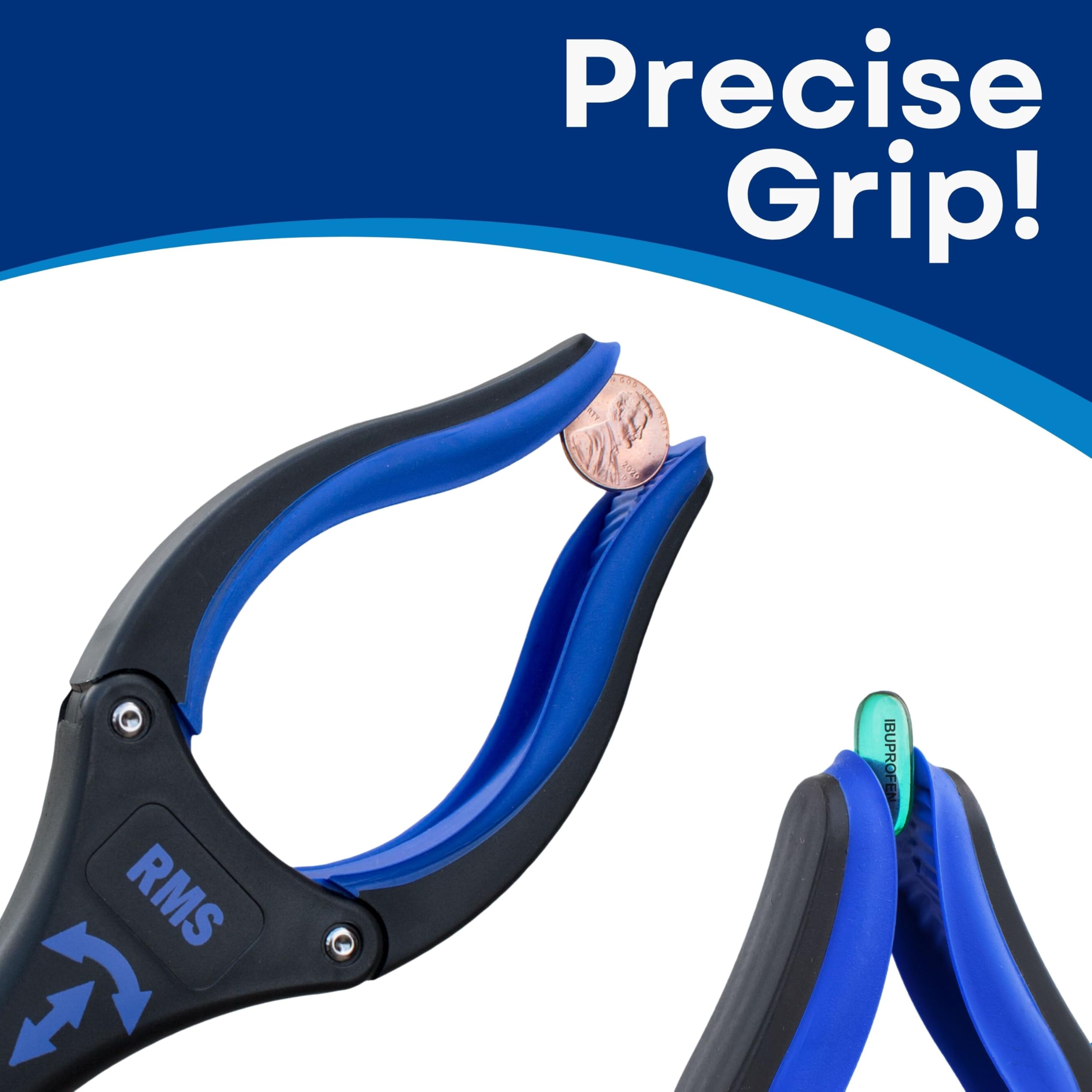 RMS 2-Pack 32 Inch Extra Long Grabber Reacher with Rotating Jaw - Mobility Aid Reaching Assist Tool (Blue)