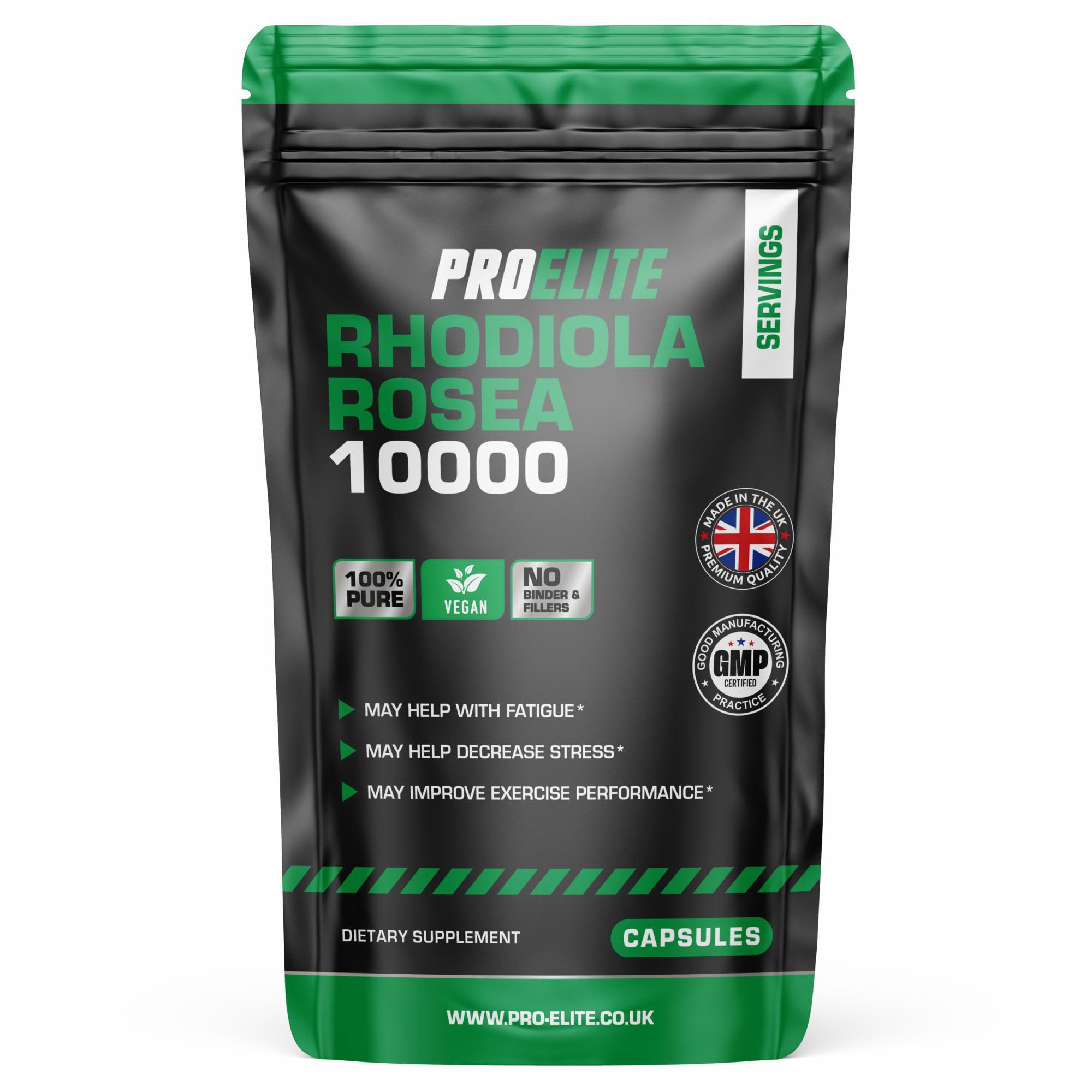 Rhodiola Rosea Extract 500mg 60 Vegan Capsules | 3% Standardised Rosavins 1% Salidrosid | Arctic Root Nootropic Adaptogen Supplement | Premium Rhodiola Root Extract | Made in UK by PROELITE