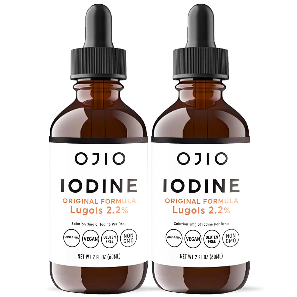 Lugols Iodine Solution 2% - 1 Year Supply - High Potency Liquid Oral Iodine Drops with Superior Absorption – Improves Overall Health & Energy for Women, Men, Kids - 2 fl Oz (Pack of 2)