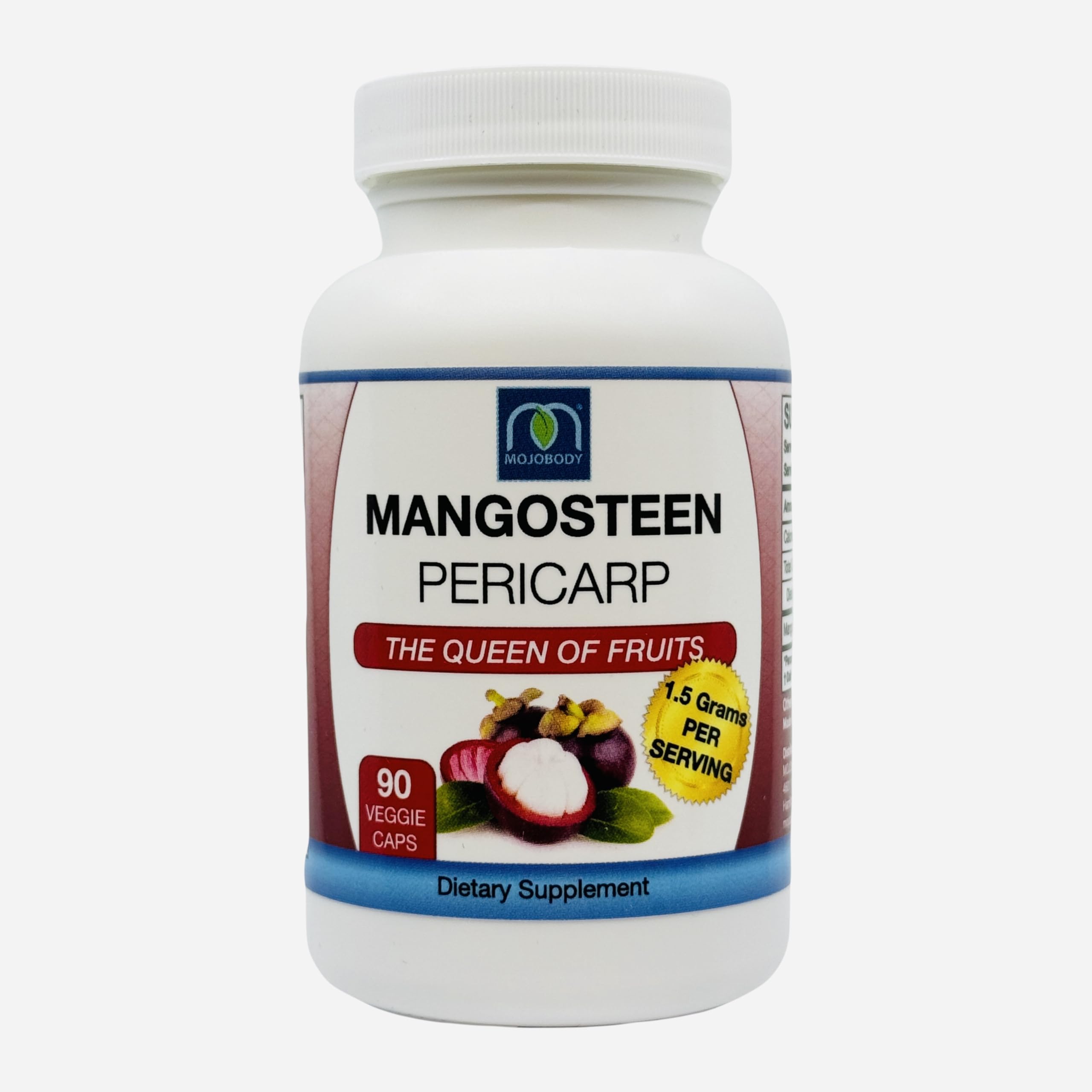 MOJObody Freeze Dried Mangosteen Pericarp Capsules, 1.5 Grams per Serving, 90 Veggie Capsules per Bottle, Xanthone Rich