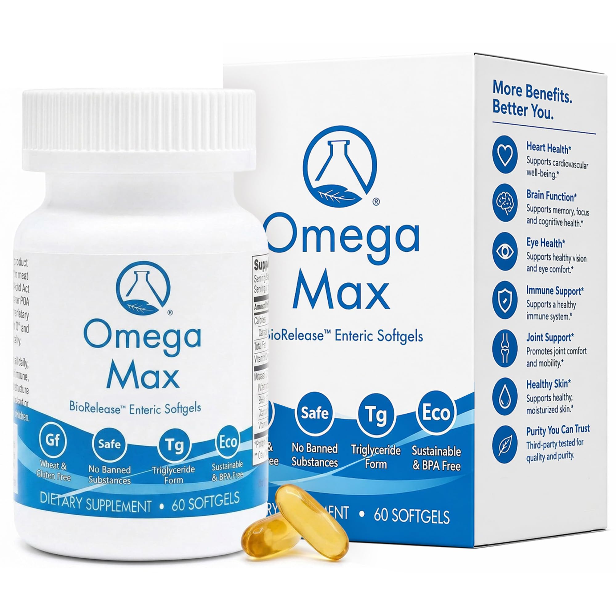 Nugevity Omega MAX, 60 Ct - No Burp Fish Oil Supplement (2000mg/serving)