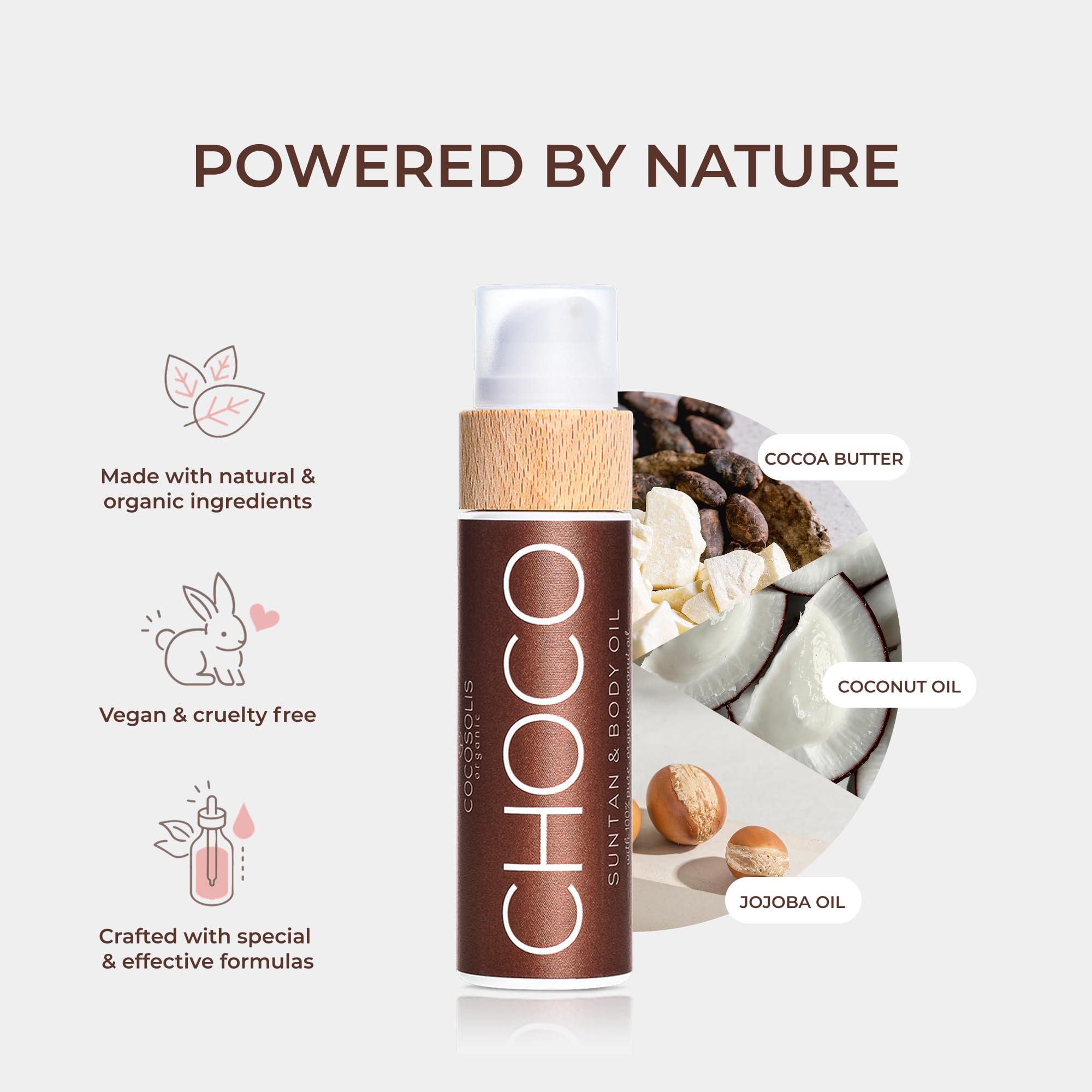 COCOSOLIS CHOCO Suntan & Body Oil XL - Organic Tanning Oil - Deep Chocolate Tan - Tanning Lotion Accelerator for Indoor and Outdoor Tanning Beds (6.76)