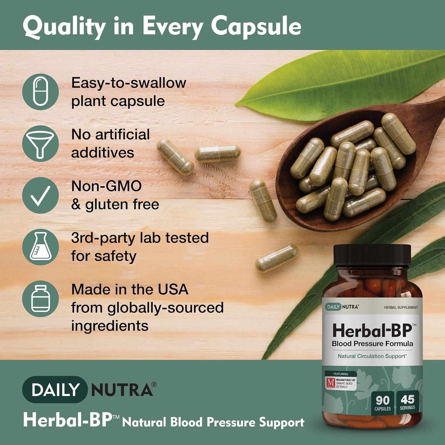 Herbal-BP Natural Blood Pressure Supplement - Supports Circulatory Health | Featuring Grape Seed Extract, Garlic, Hawthorn, Olive Leaf & Ashwagandha for Long-Term Support (3-Pack)