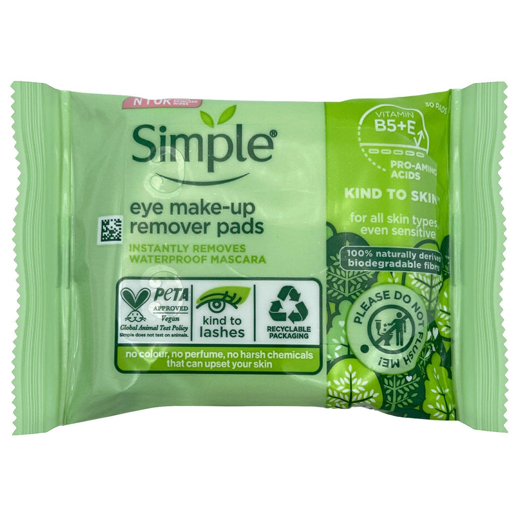 Simple 2 Packs =60 Pads Of Kind To Eyes Eye Make-Up Remover Pads